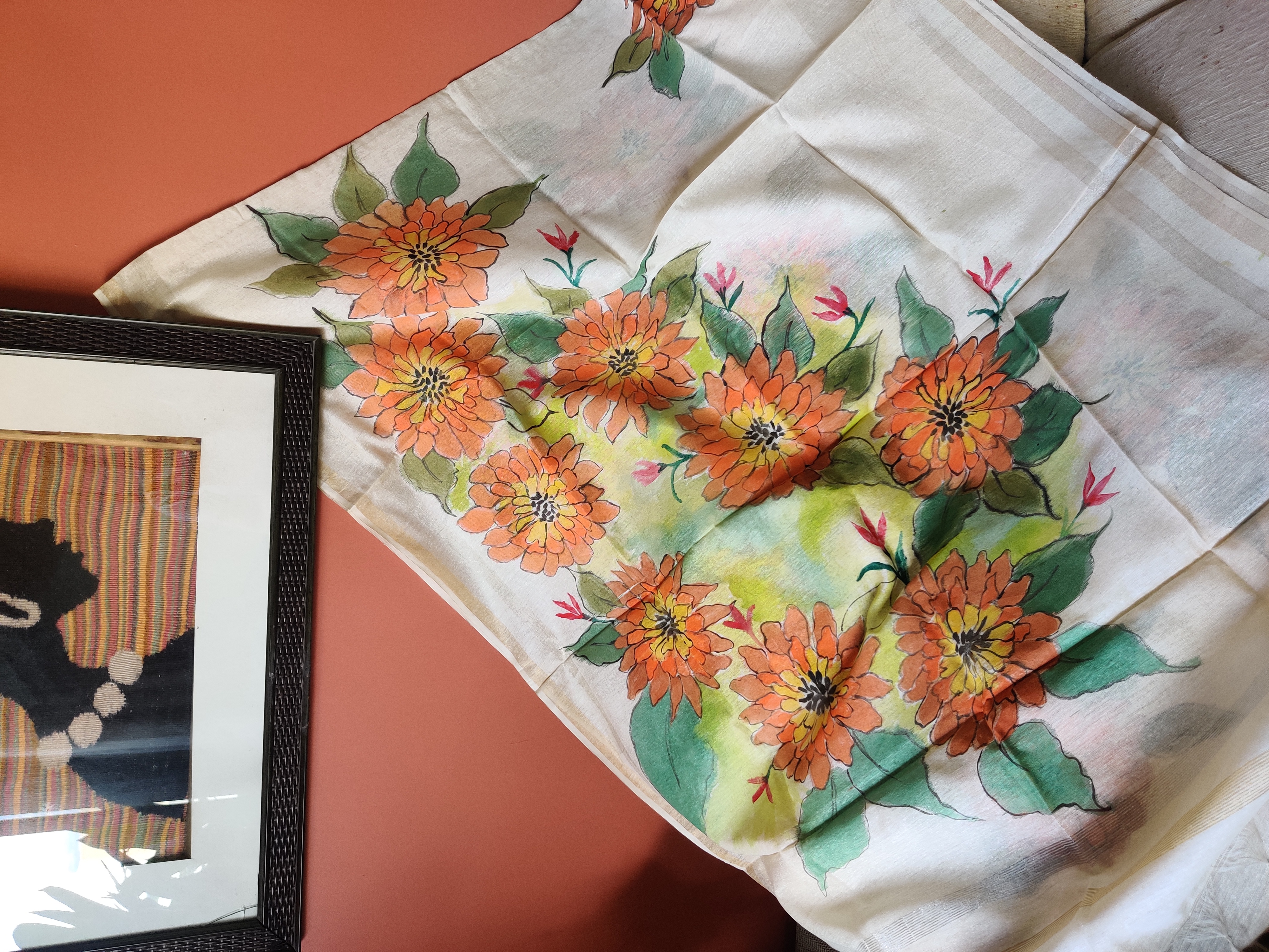 Hand-painted Floral Dupatta (DF589)