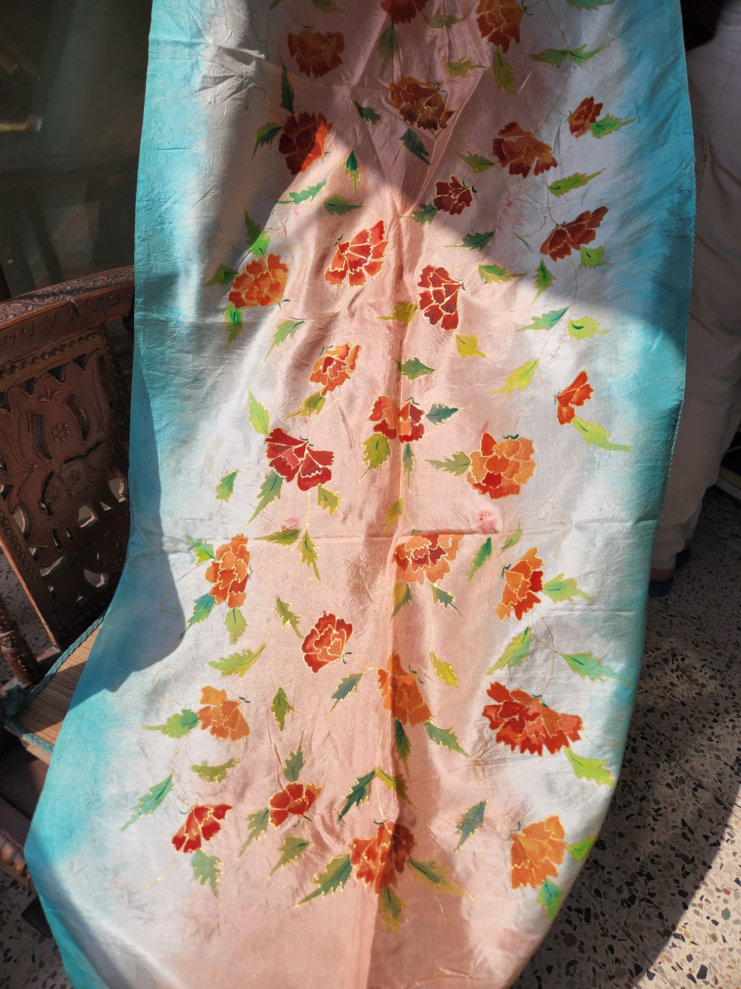 Silk floral hand painted Stole TS102