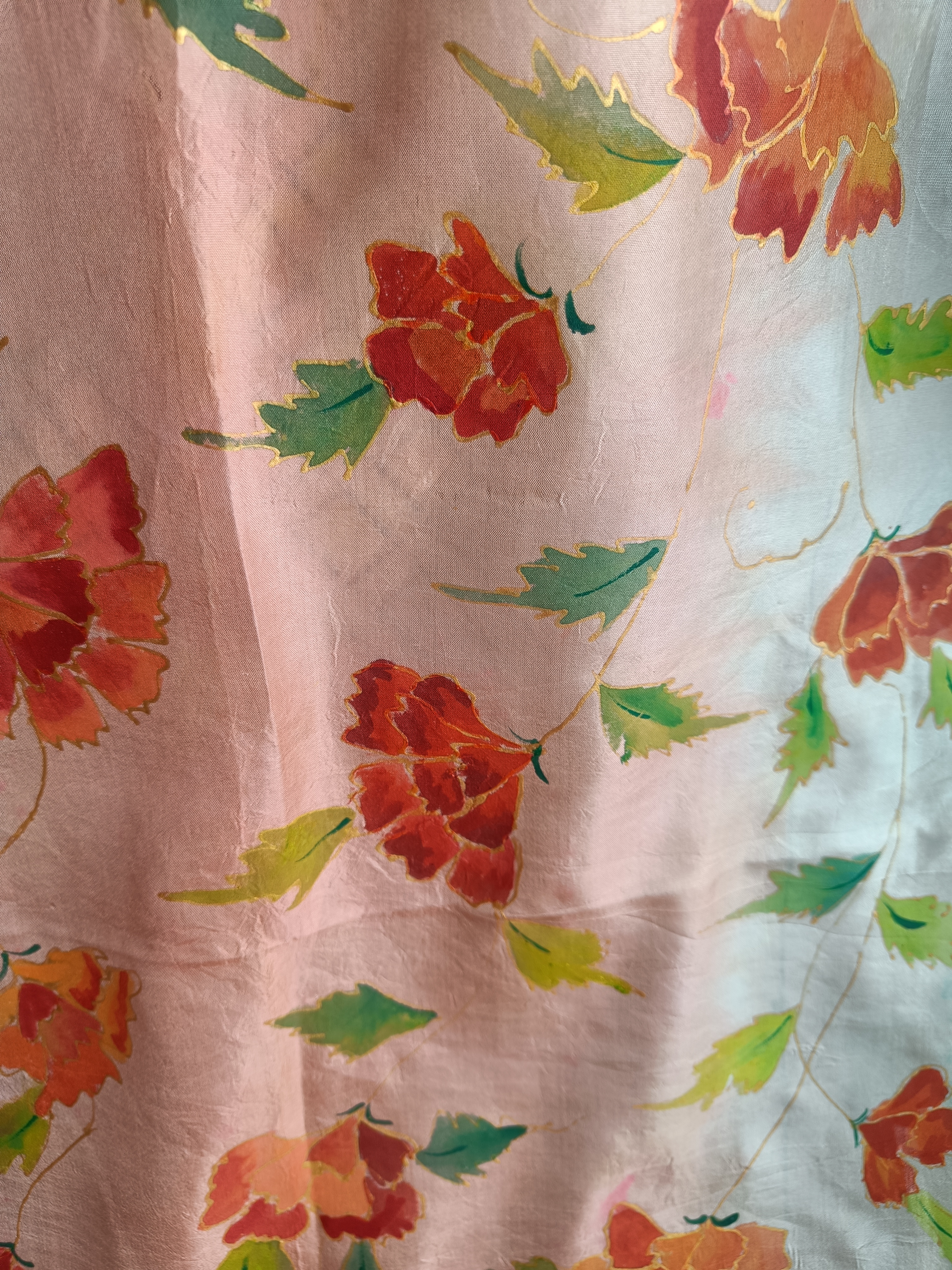 Silk floral hand painted Stole TS102