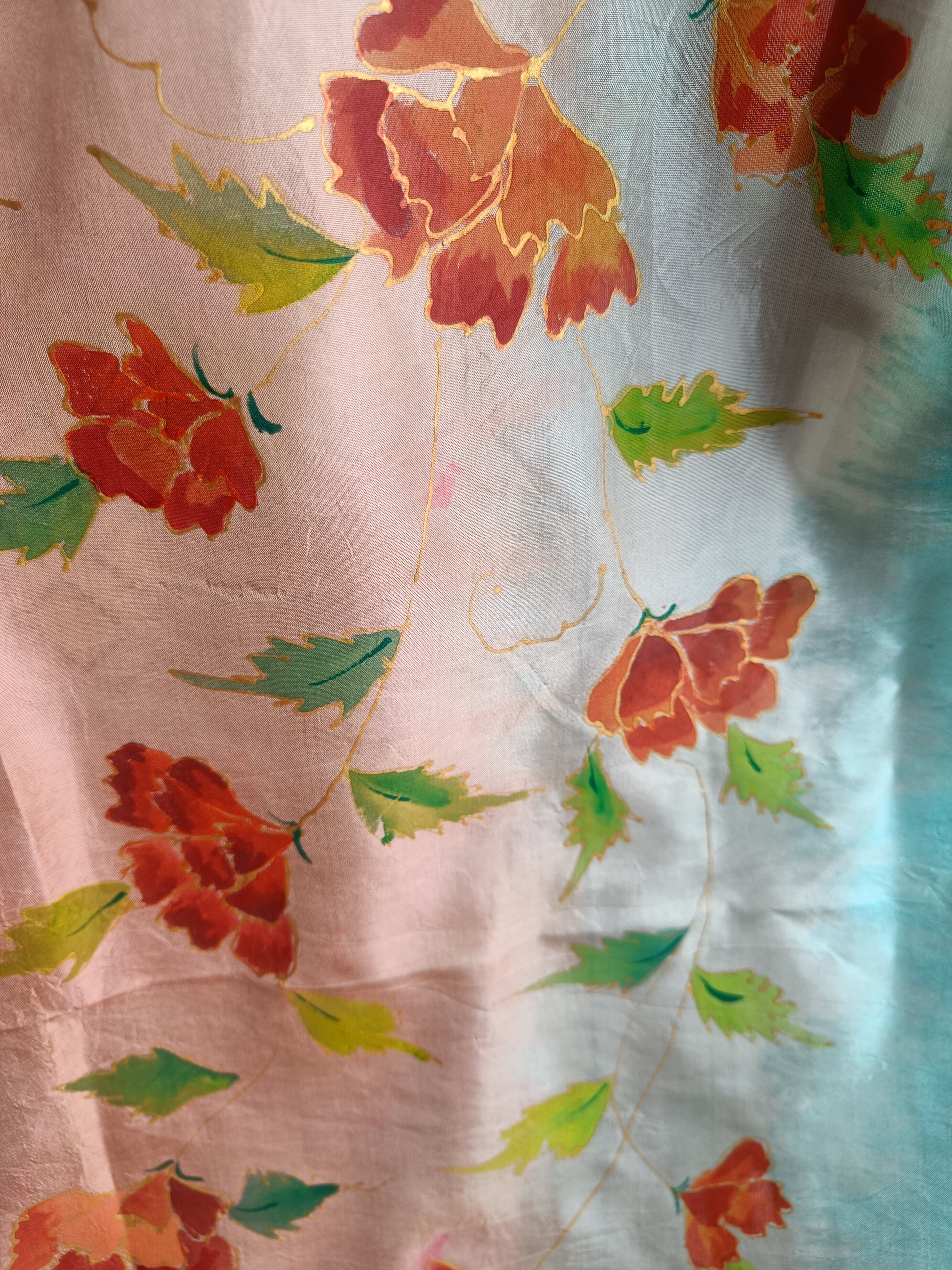 Silk floral hand painted Stole TS102