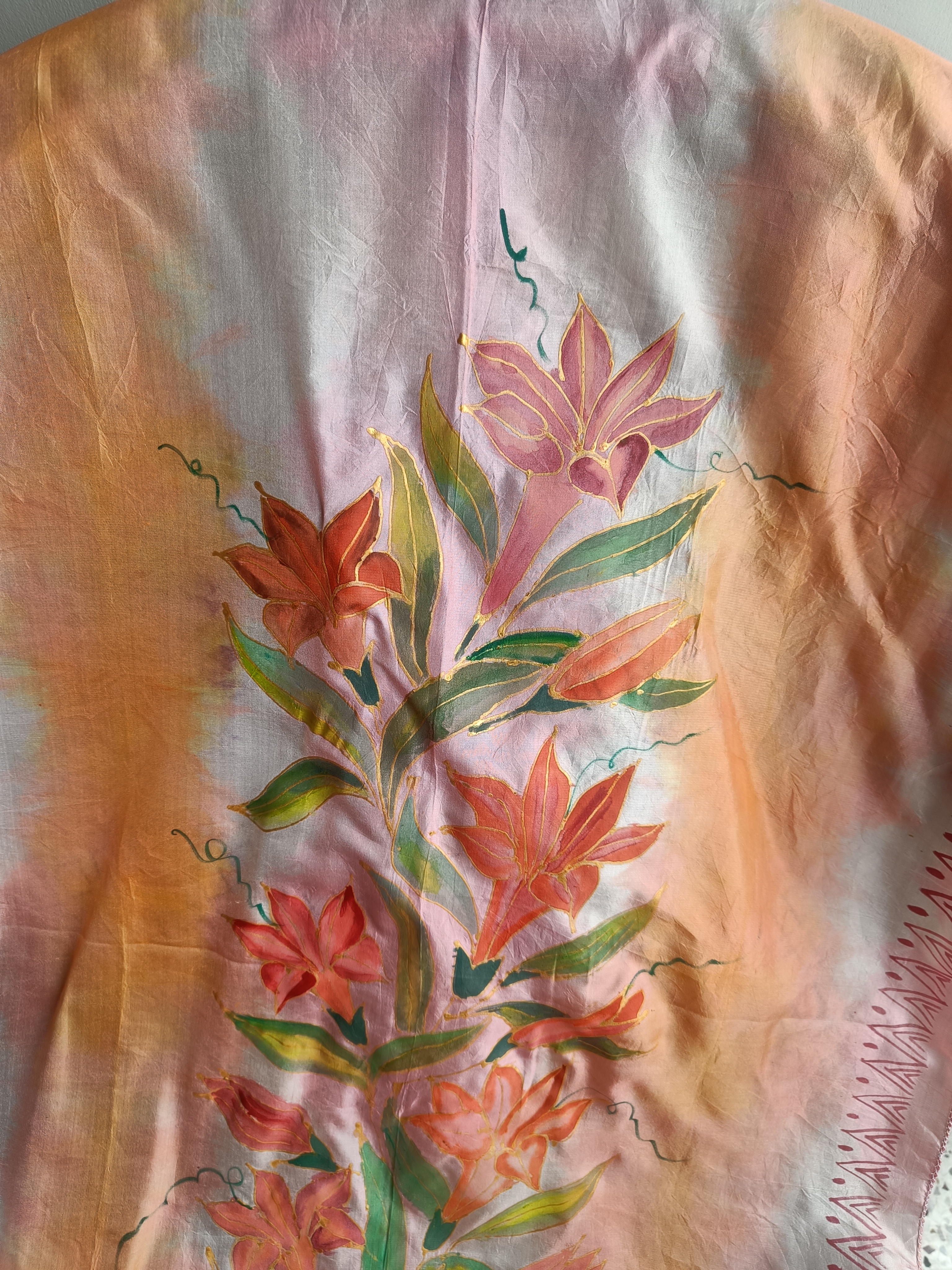 Silk hand hand painted stole TS99