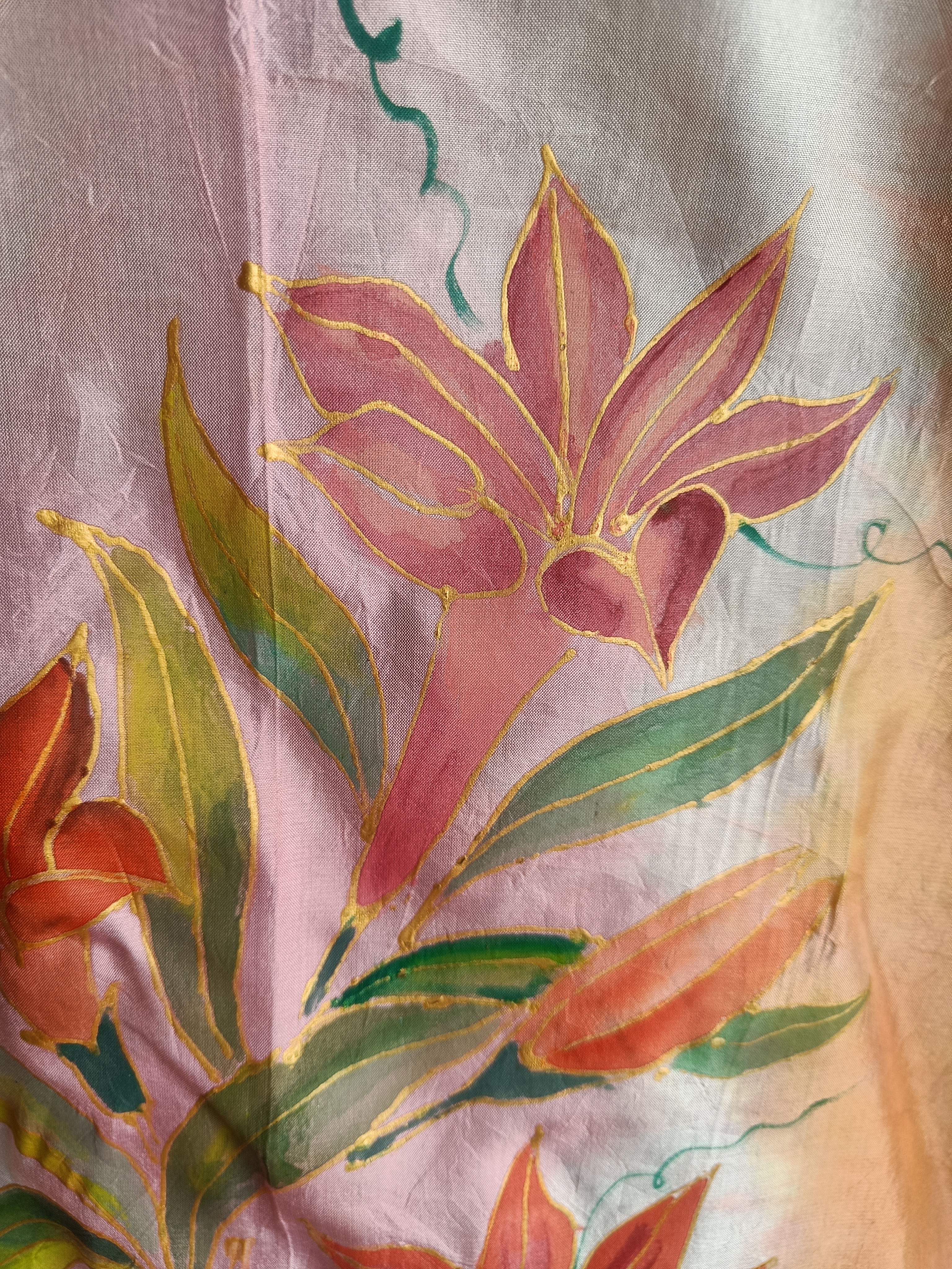 Silk hand hand painted stole TS99