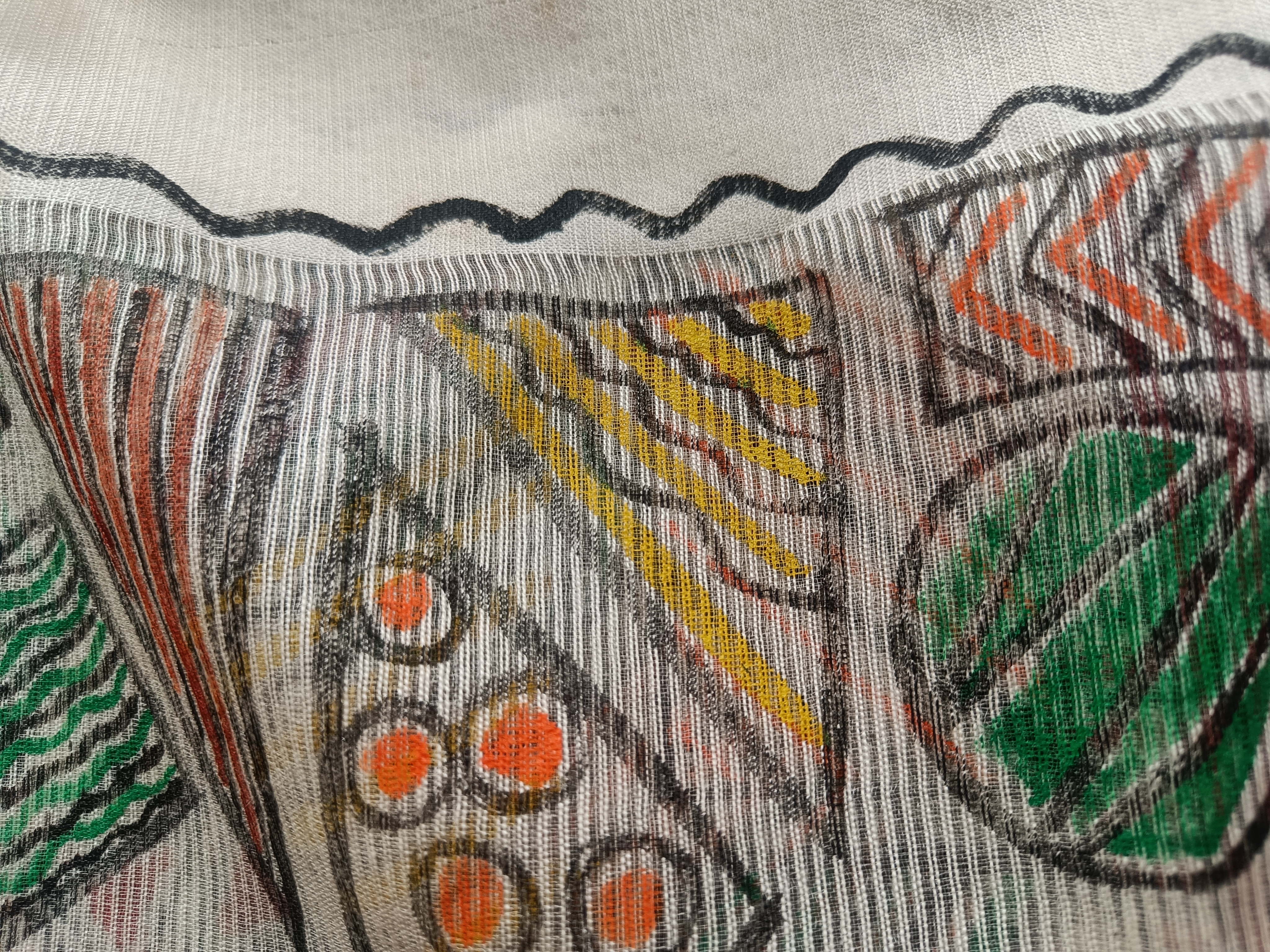  fancy material hand painted stole