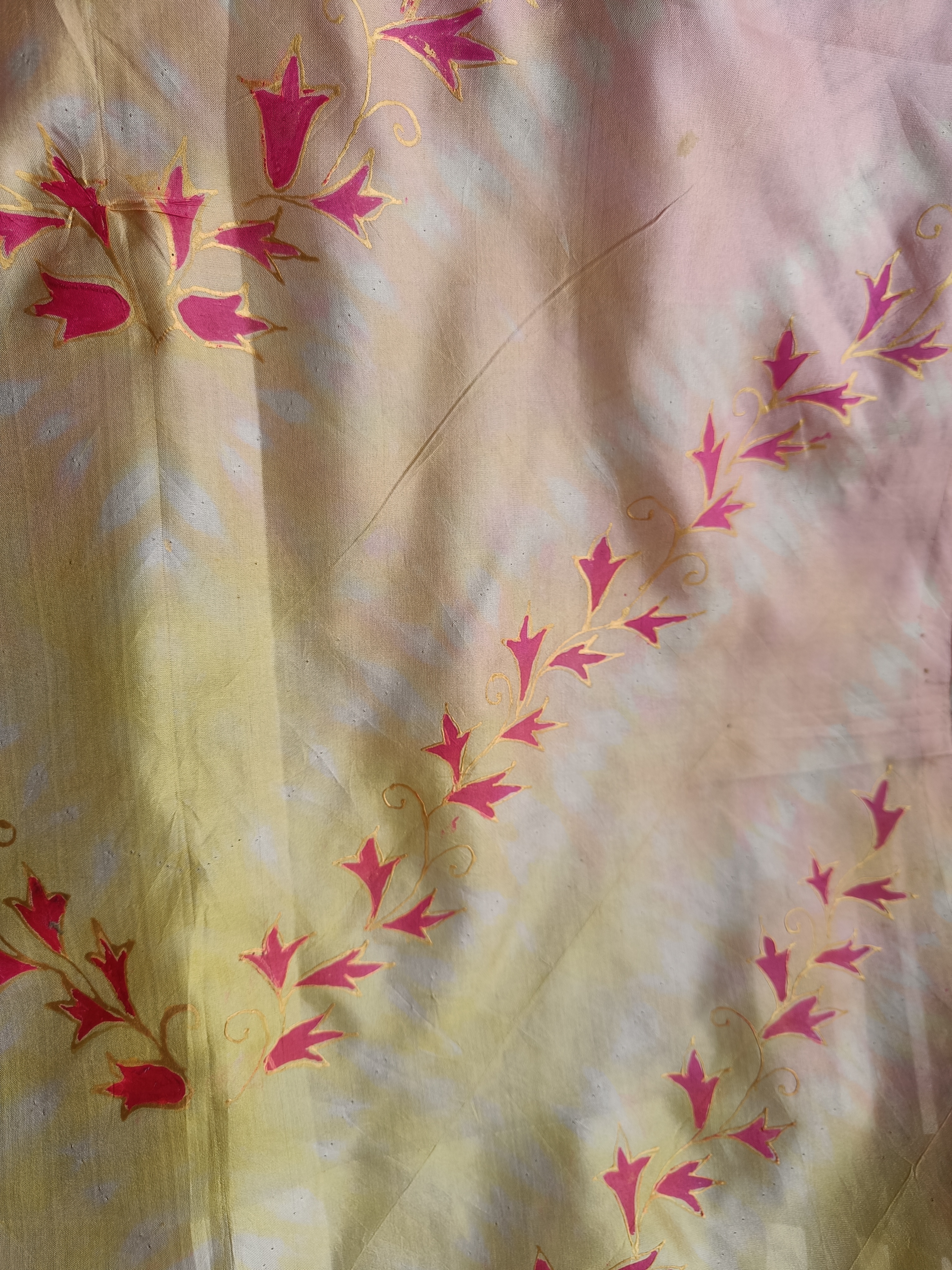 Silk Colorful Tie-Dye hand painted Stole TS60