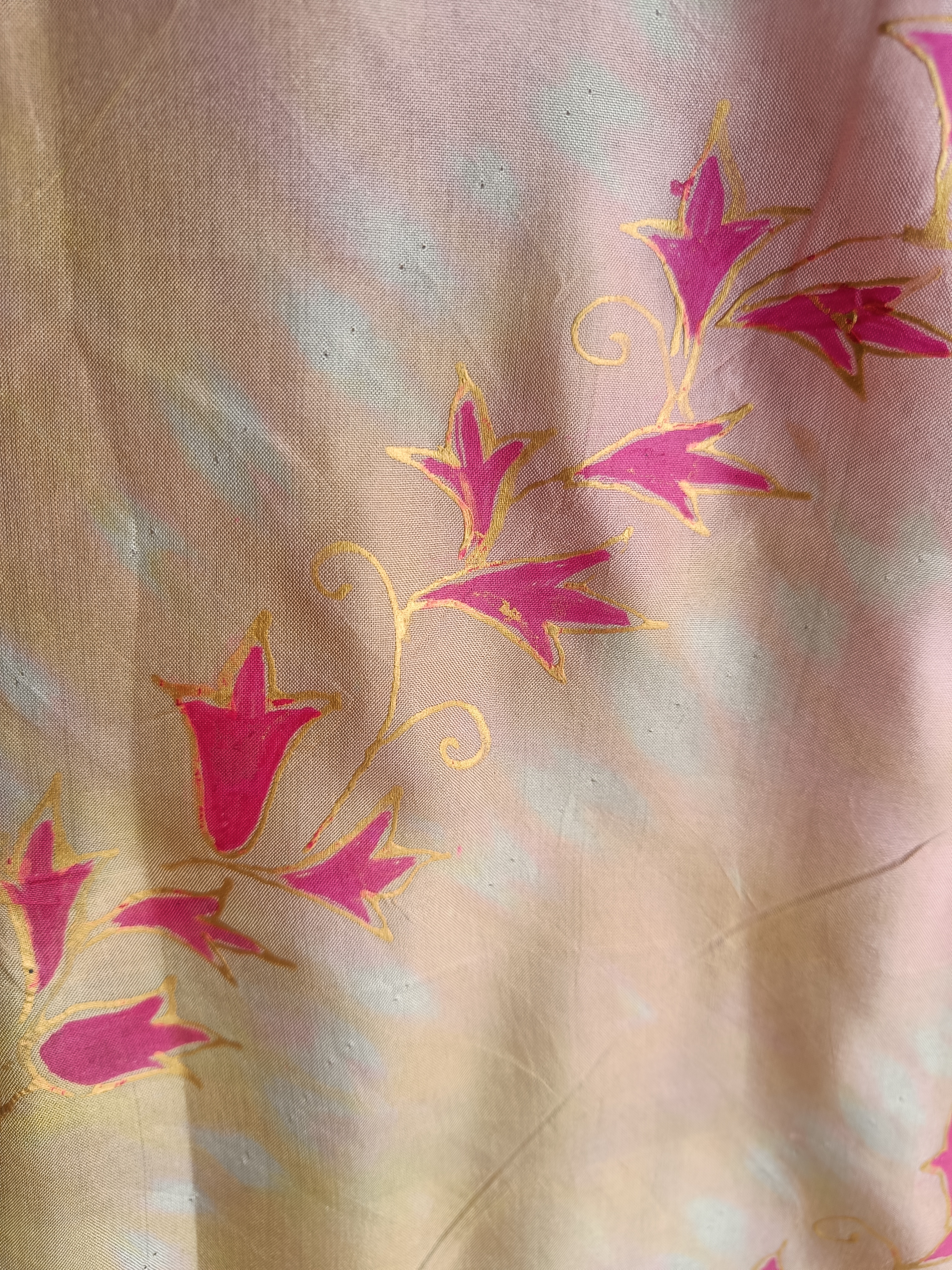 Silk Colorful Tie-Dye hand painted Stole TS60