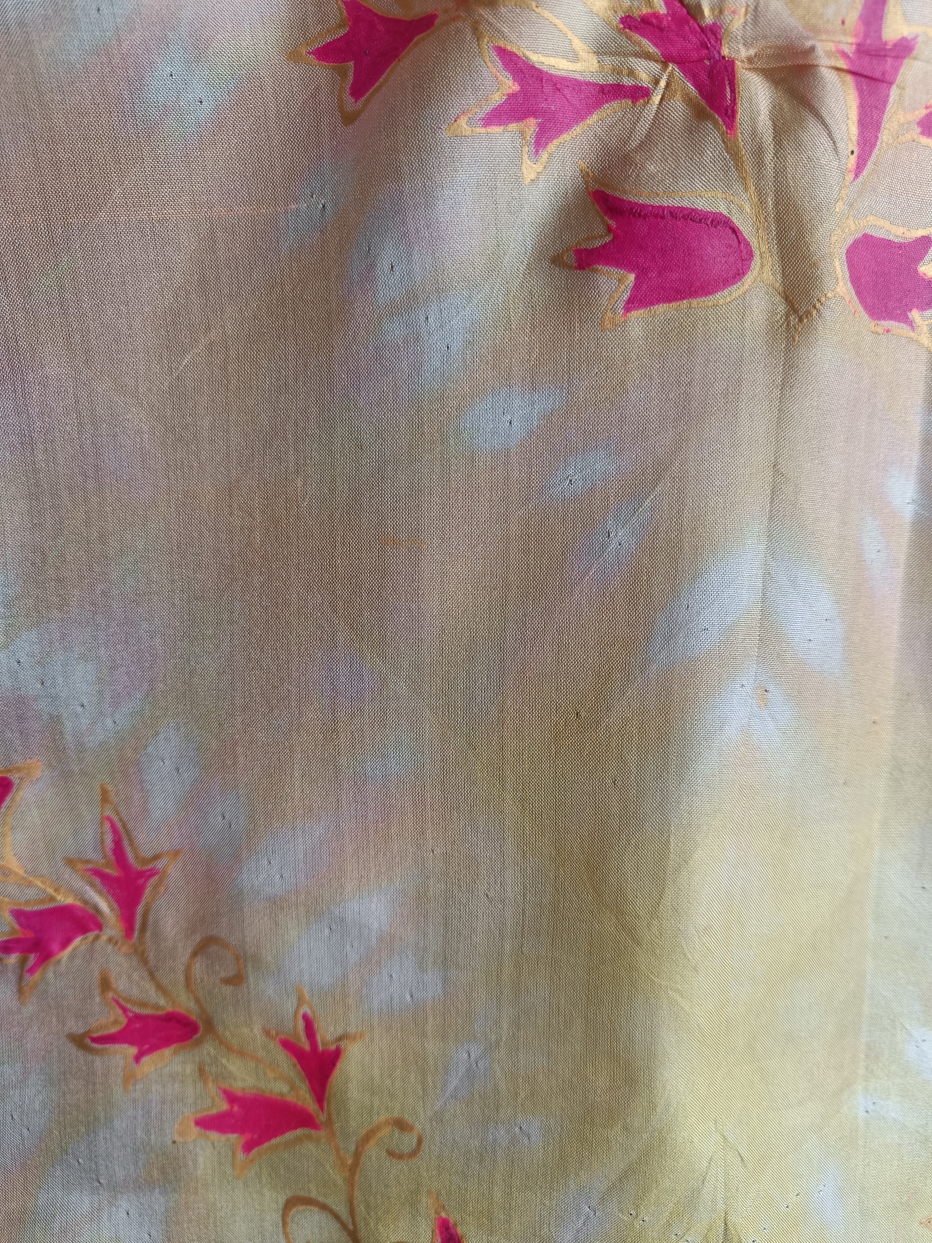 Silk Colorful Tie-Dye hand painted Stole TS60