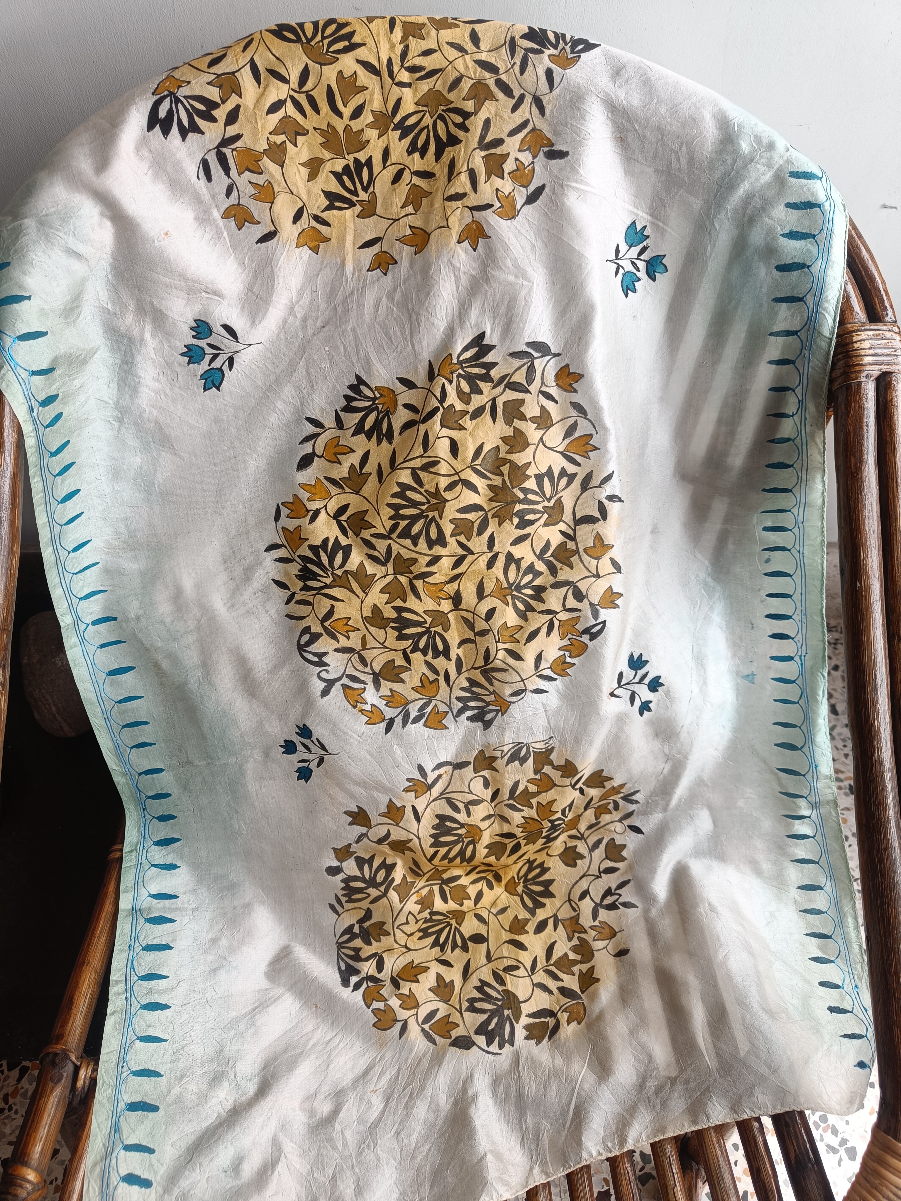 Silk floral hand painted Stole TS64