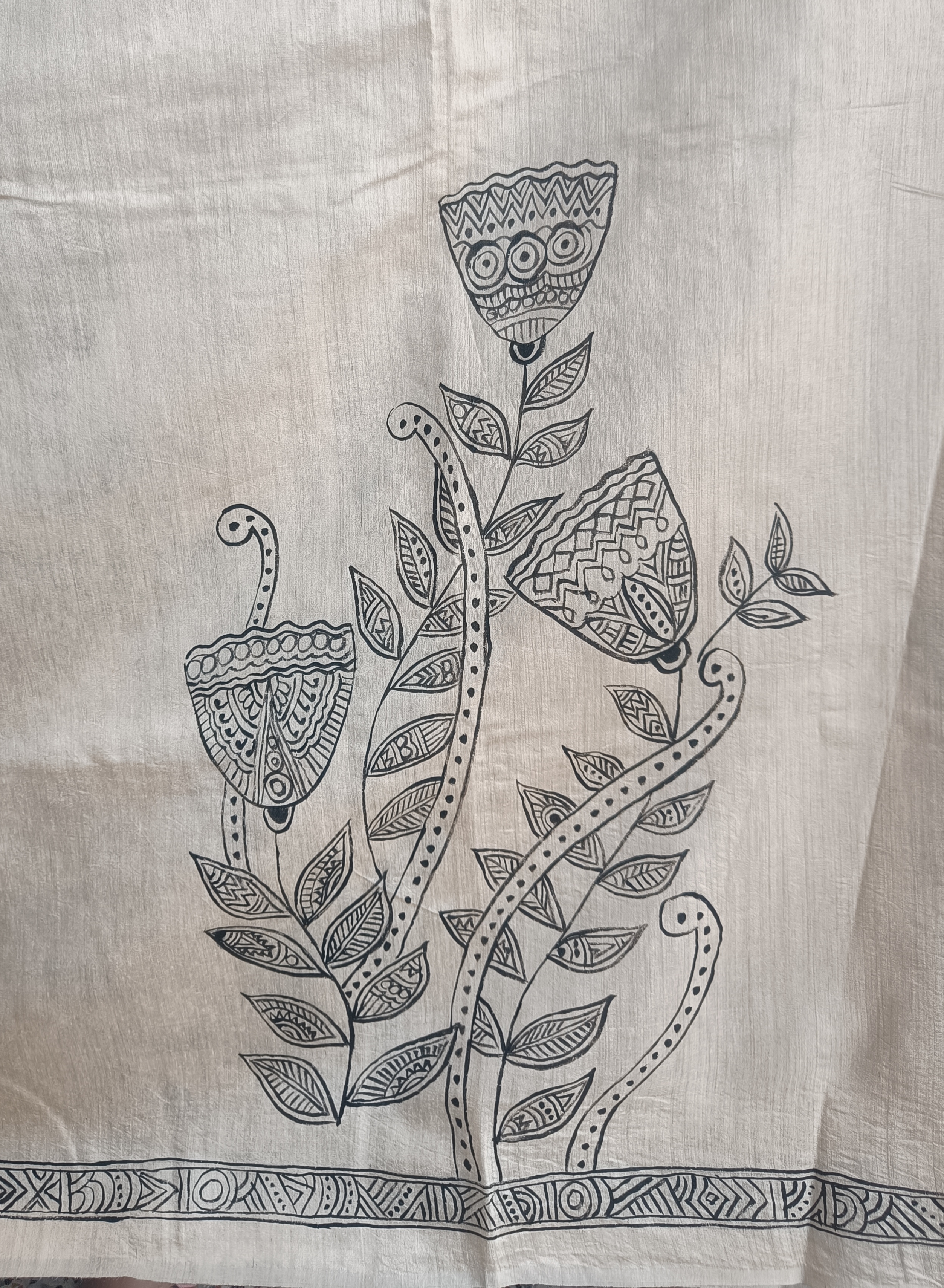 Colorfully painted Toucan on the pallu -silk saree (SS733)