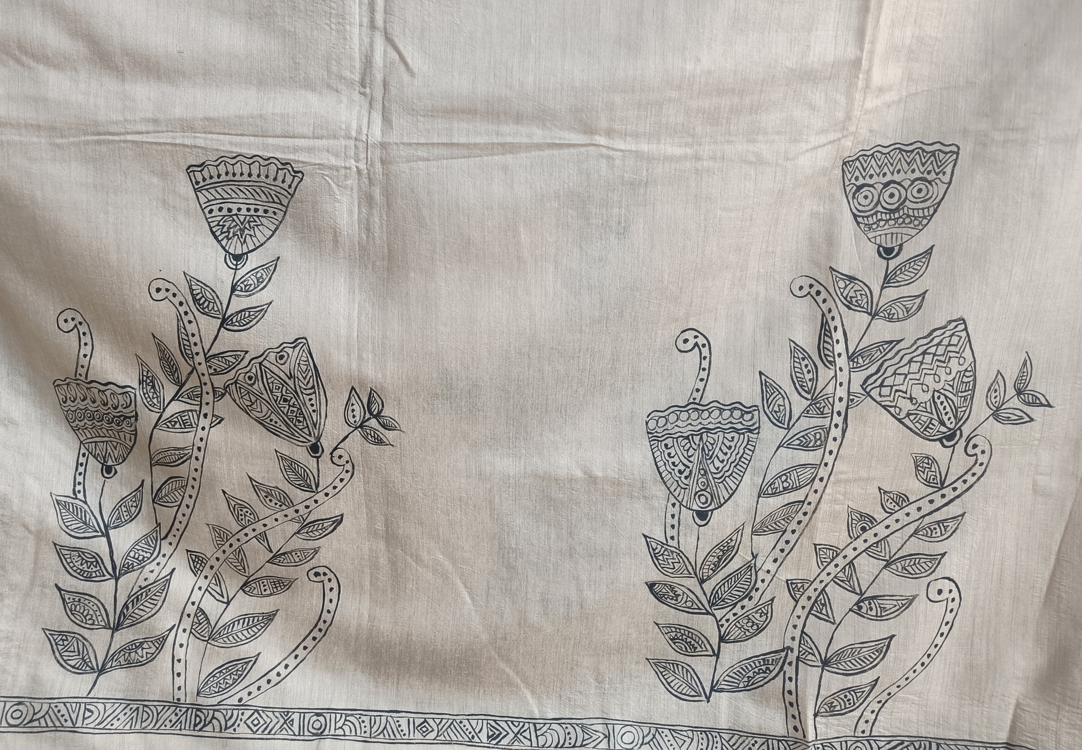 Colorfully painted Toucan on the pallu -silk saree (SS733)