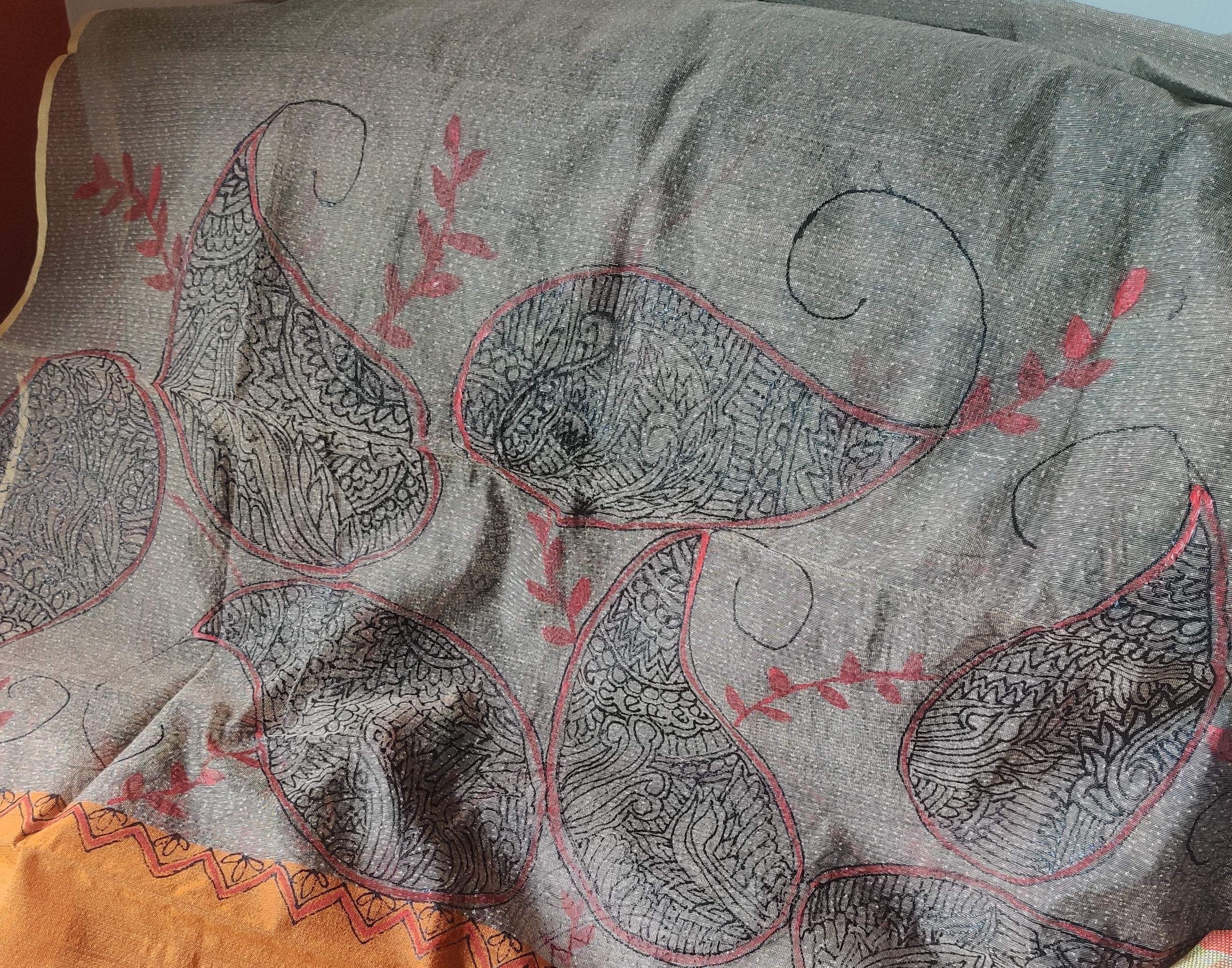 Elegant Paisley Painted Dupatta  (DF649)