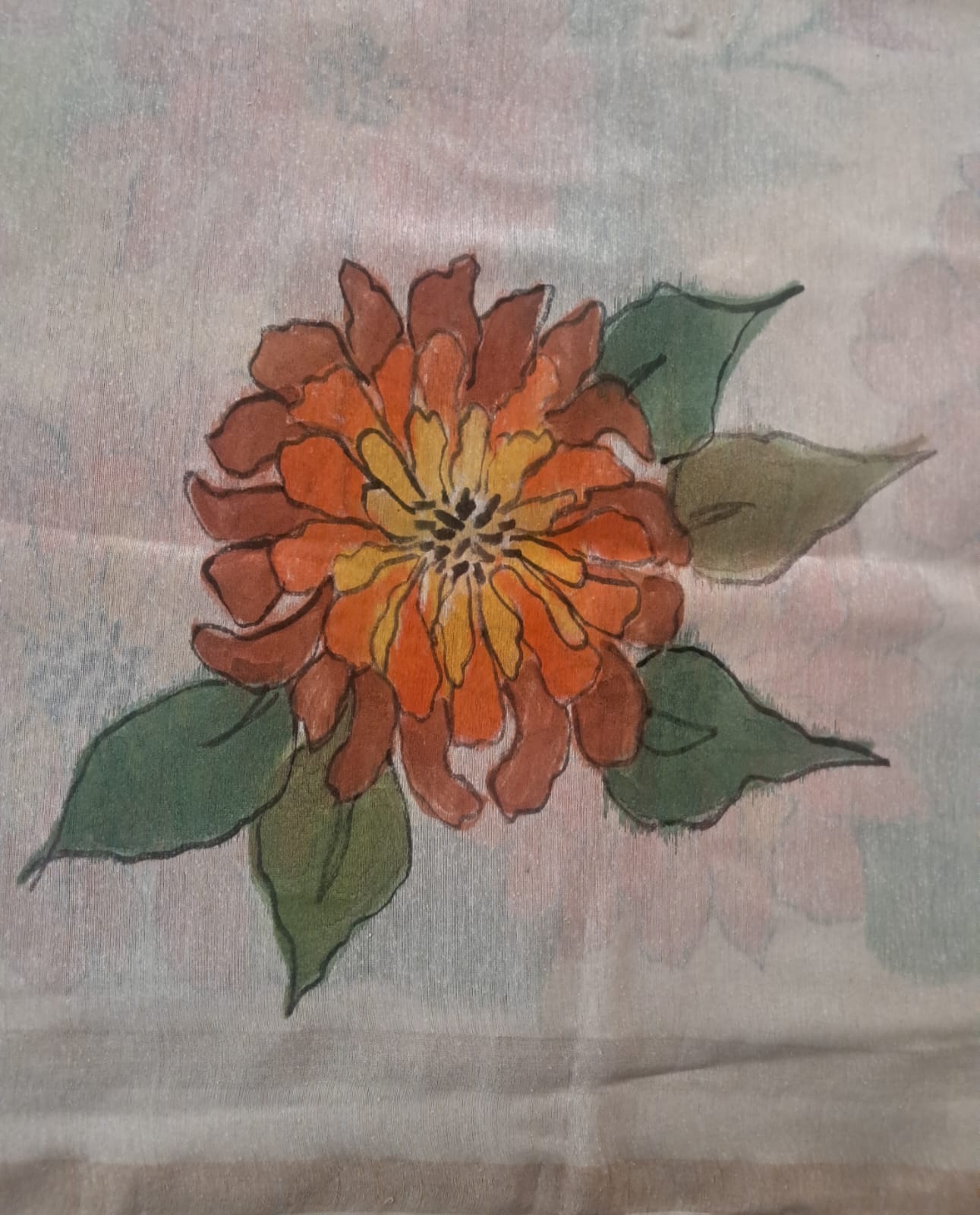 Hand-painted Floral Dupatta (DF589)