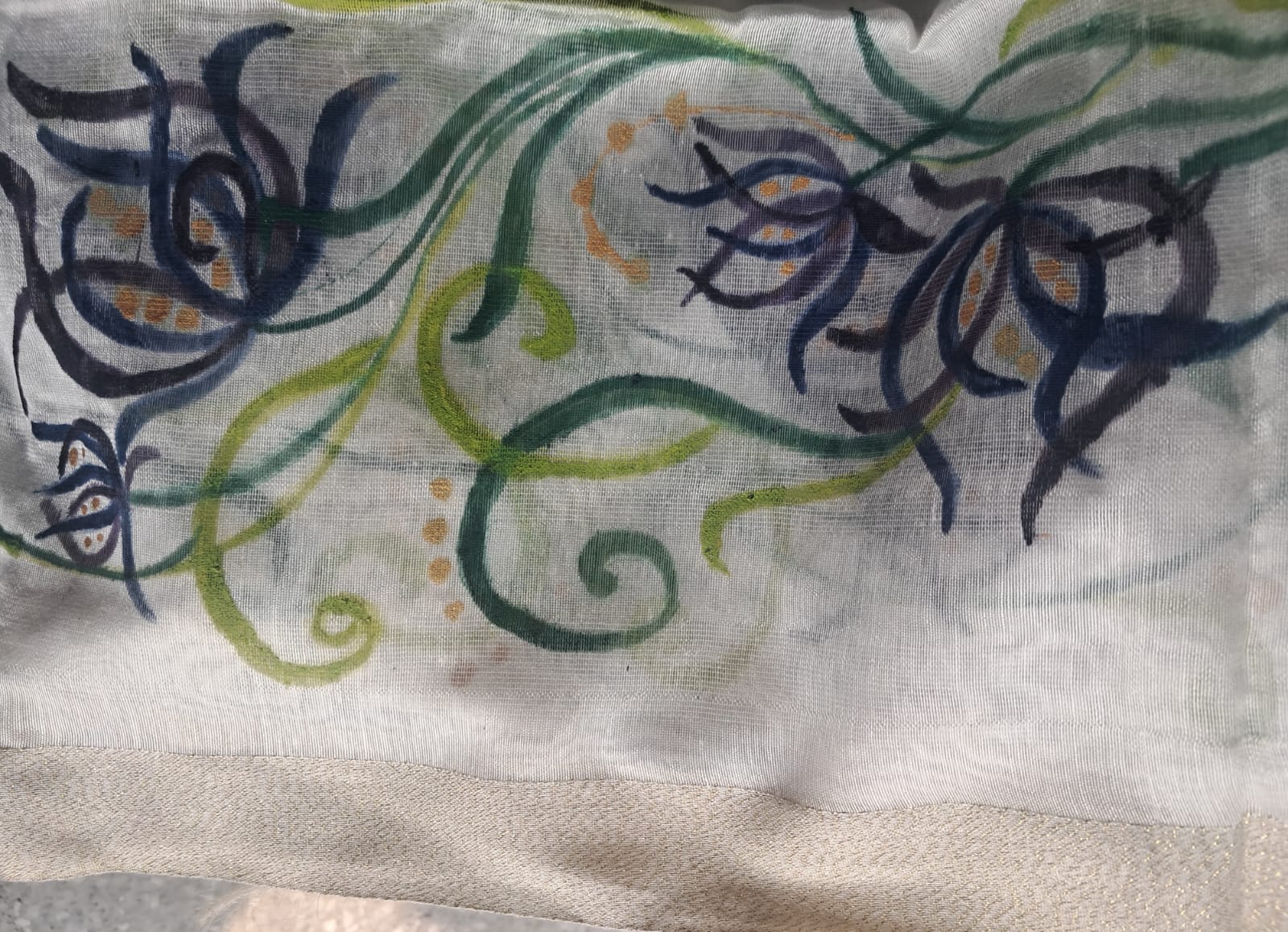 hand-painted Dupatta  (DF741)