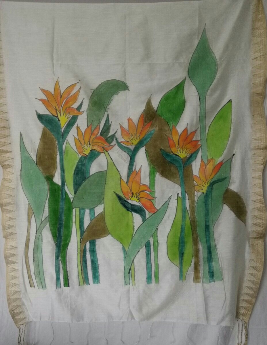 Hand-painted Floral Dupatta (DF588)