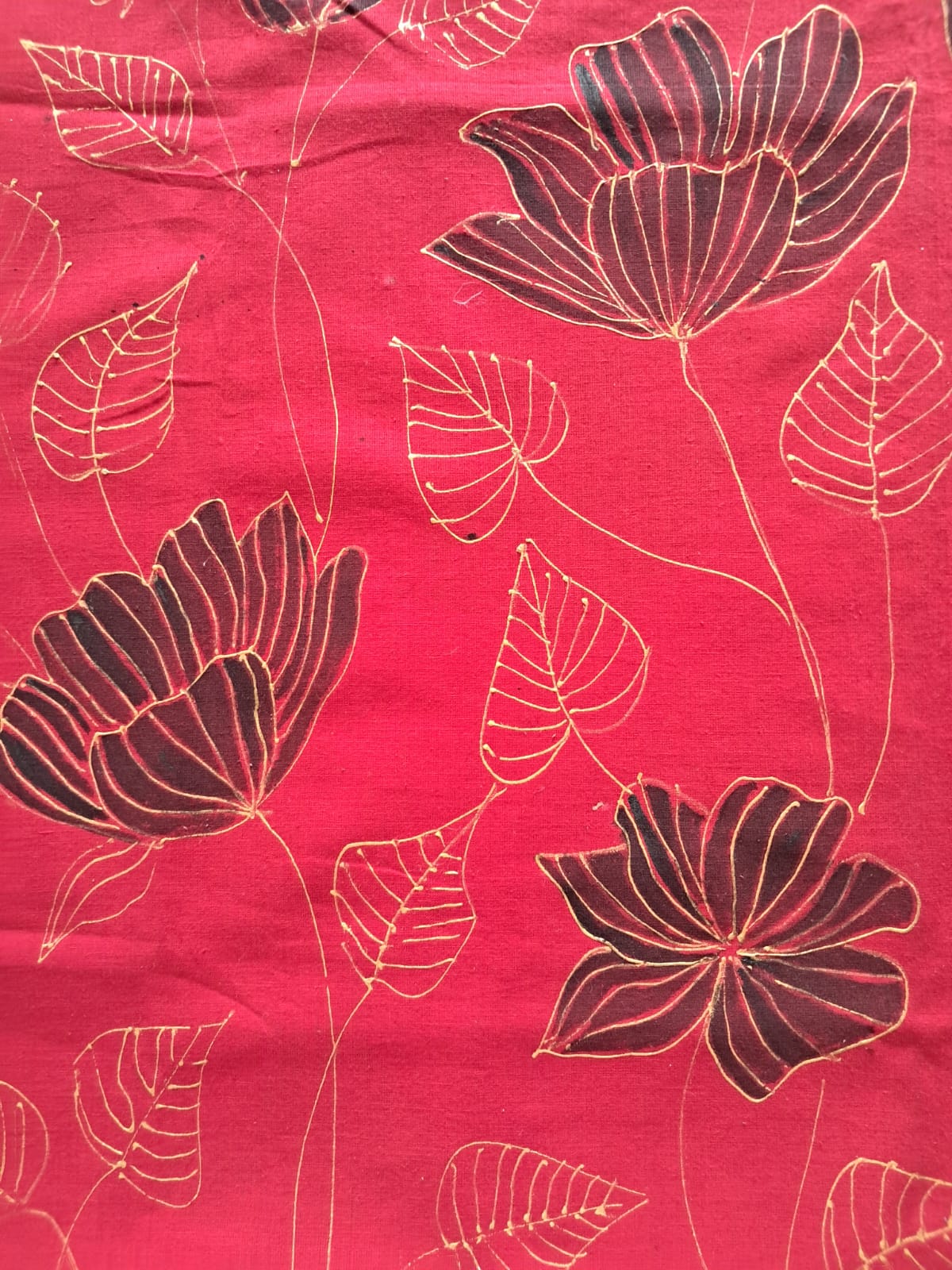 Floral Patterned Red Dupatta (DC747)