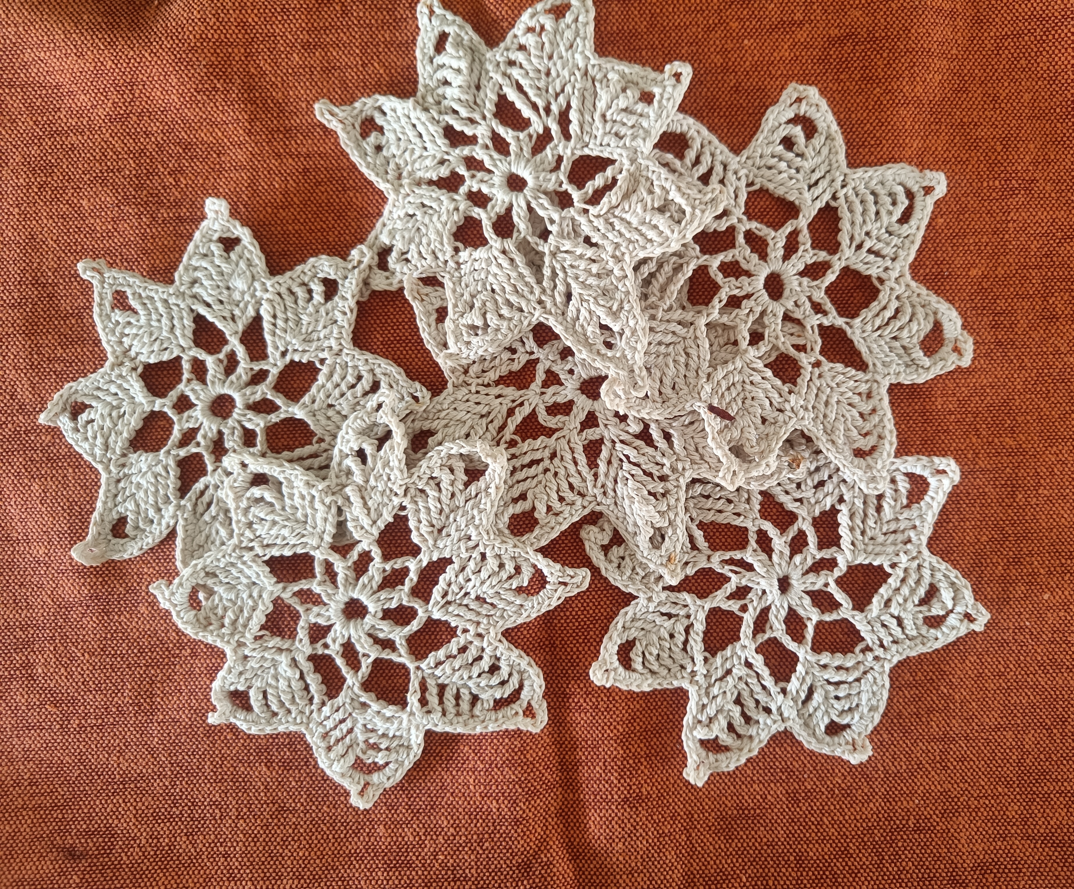 Handcrafted  Set of 6 Crochet Snowflake Coasters