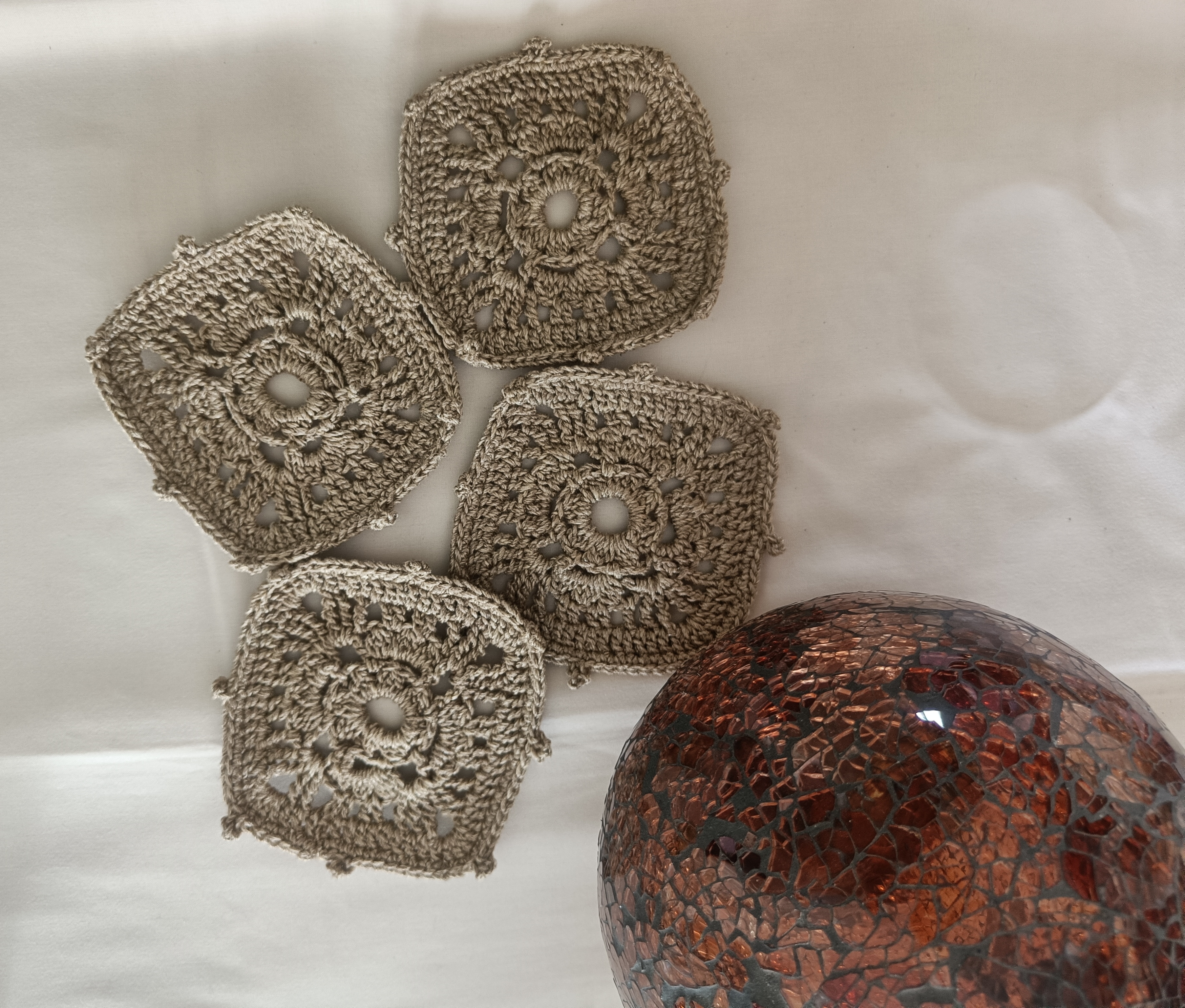 Handmade  Set of 4 Crochet Square Coasters