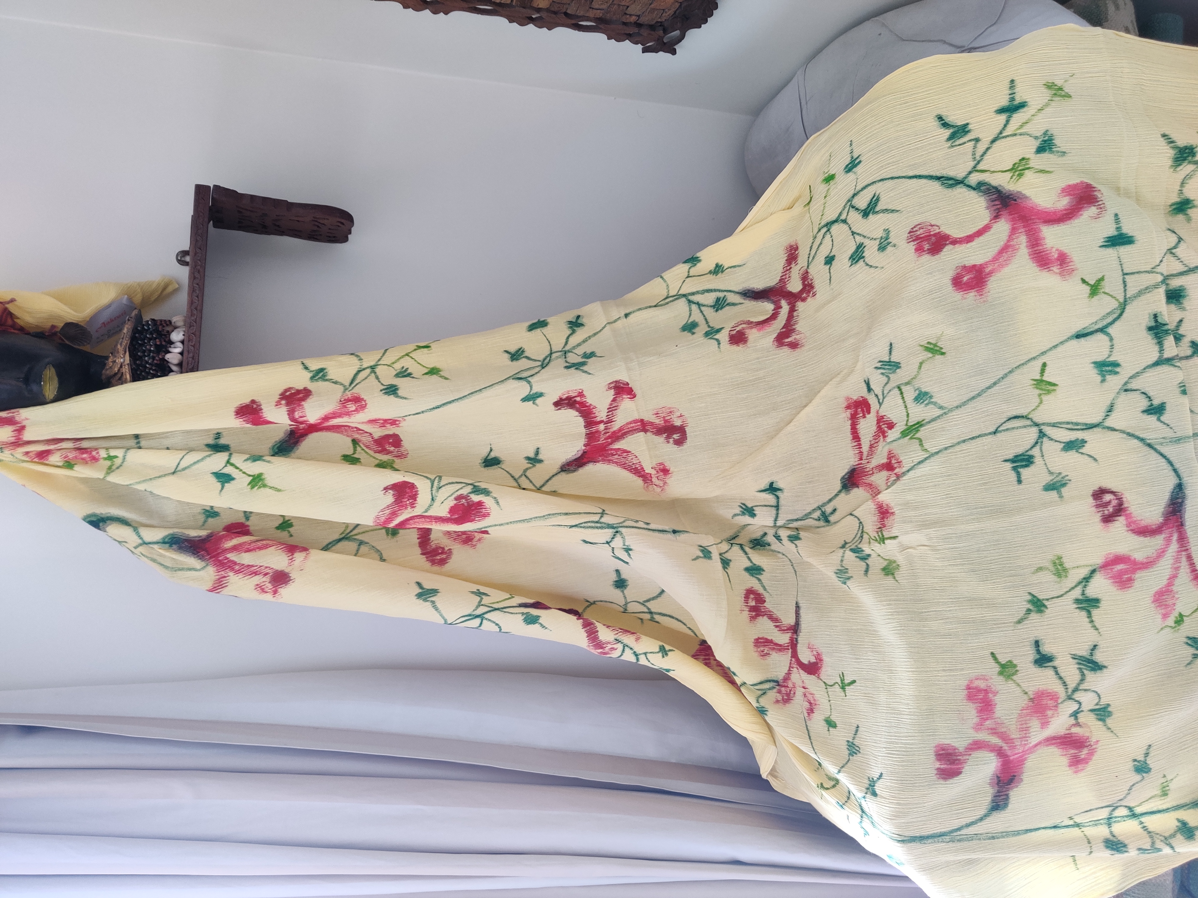 Hand-painted Floral Dupatta Seer sucker (DSS454)