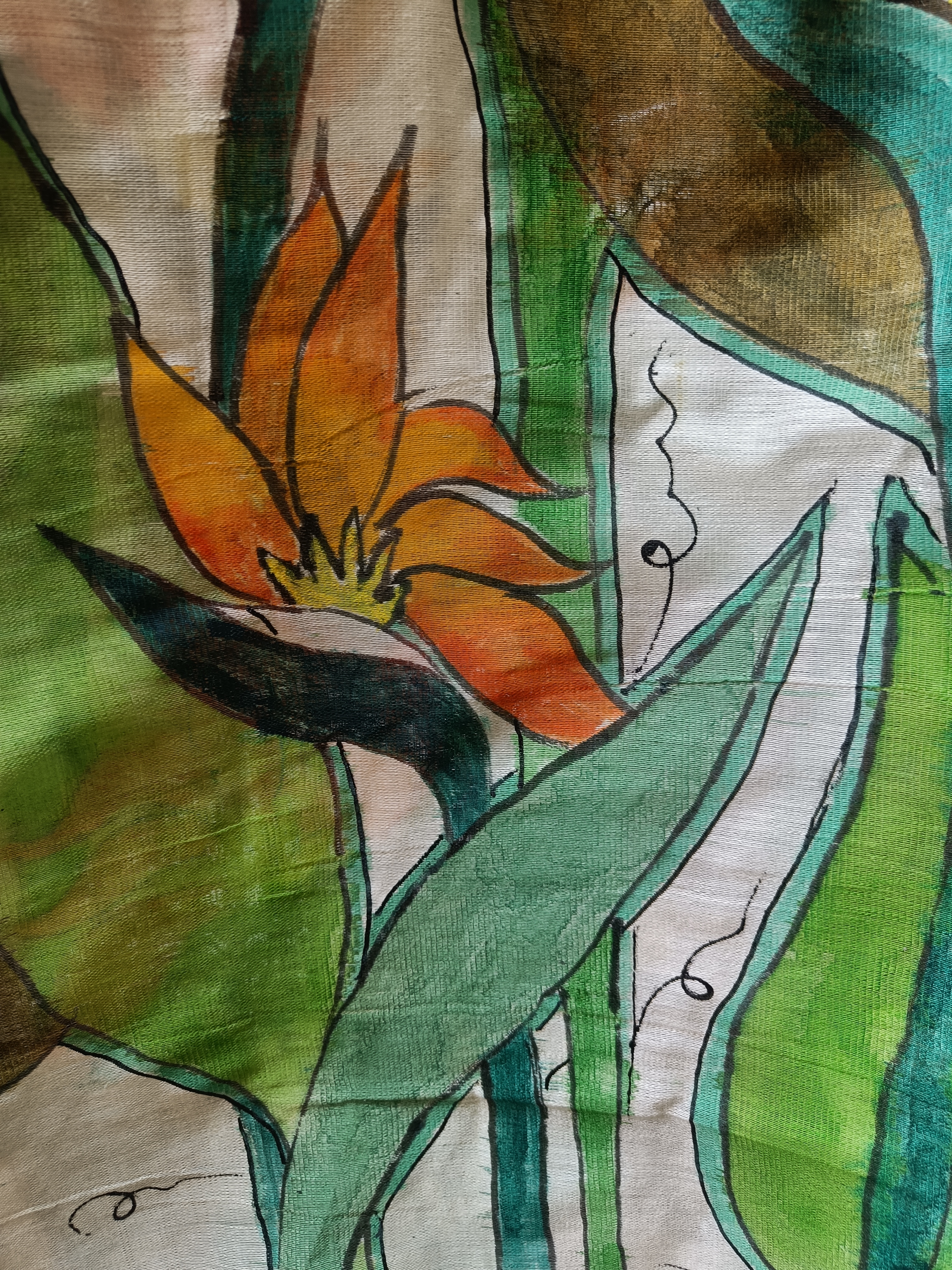 Hand-painted Floral Dupatta (DF588)