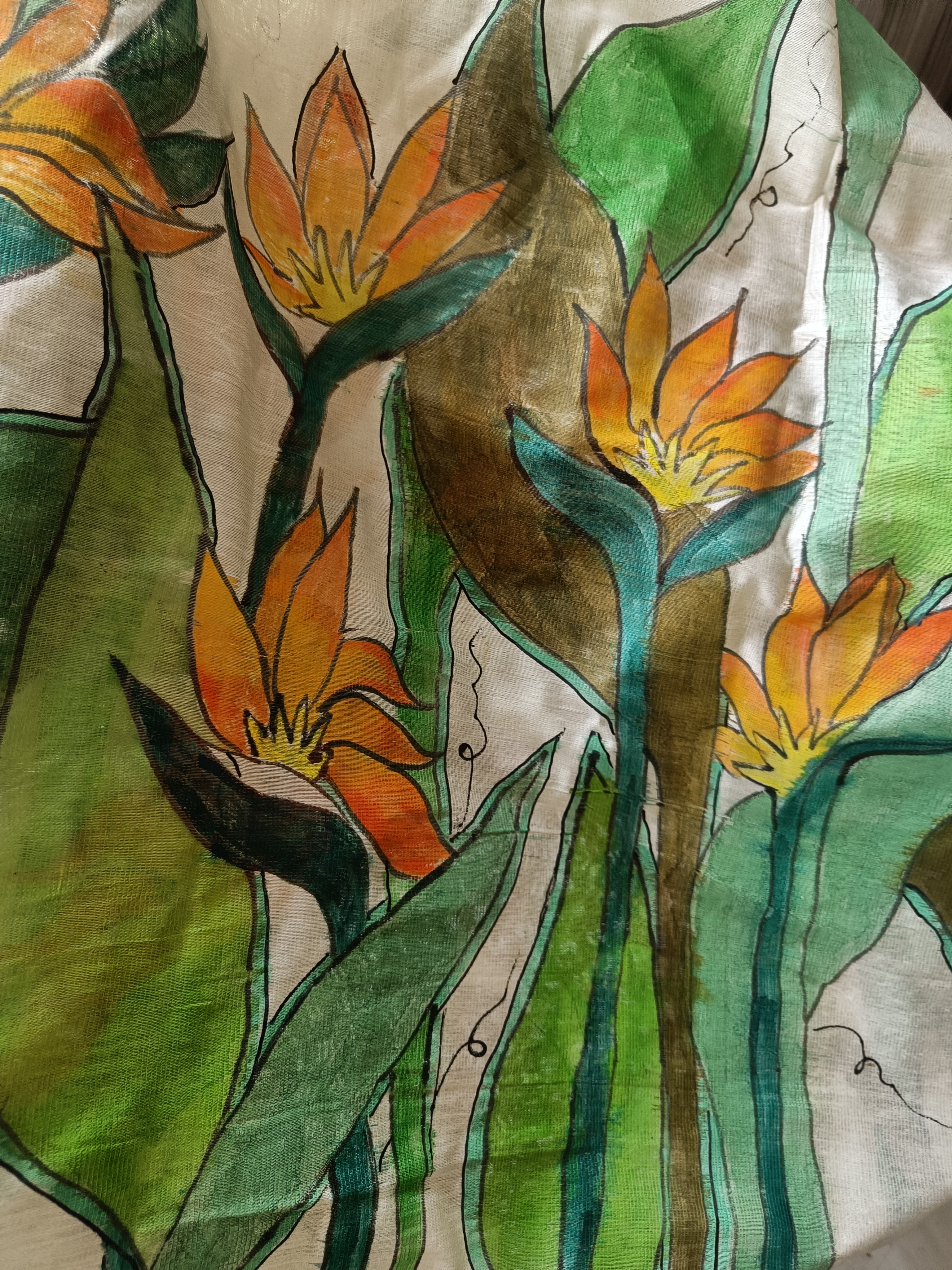 Hand-painted Floral Dupatta (DF588)