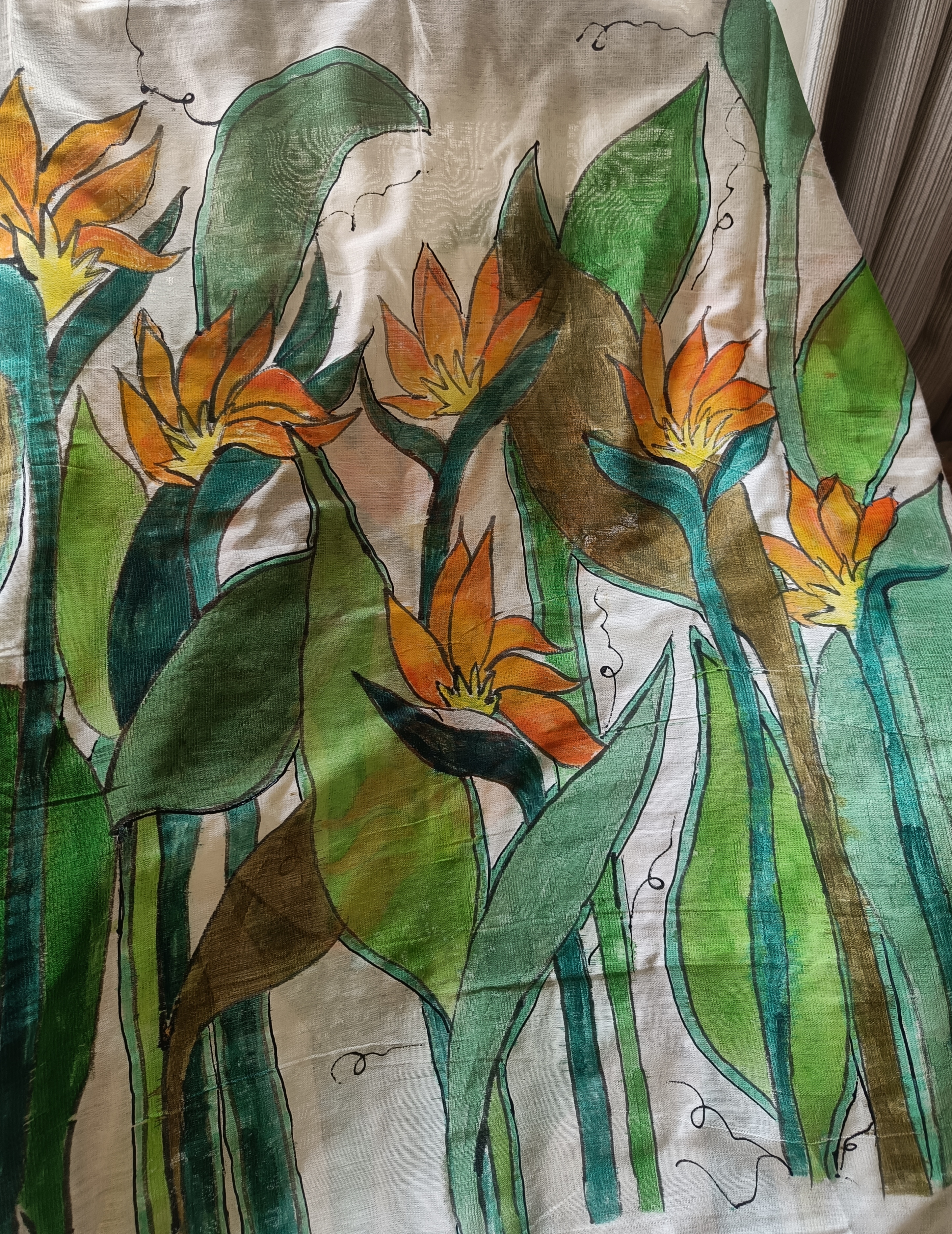 Hand-painted Floral Dupatta (DF588)