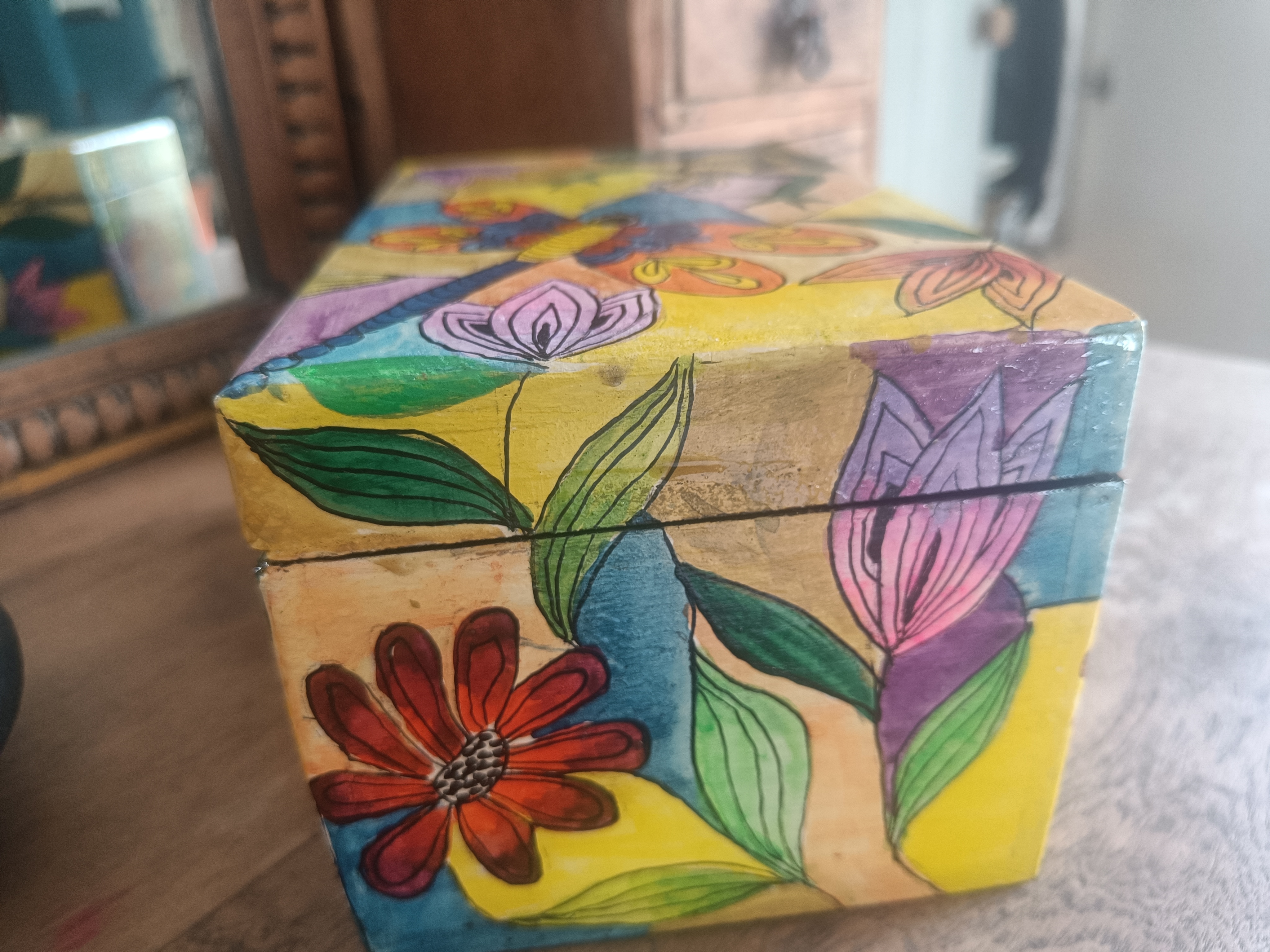 Hand-Painted Wooden Box  BX2