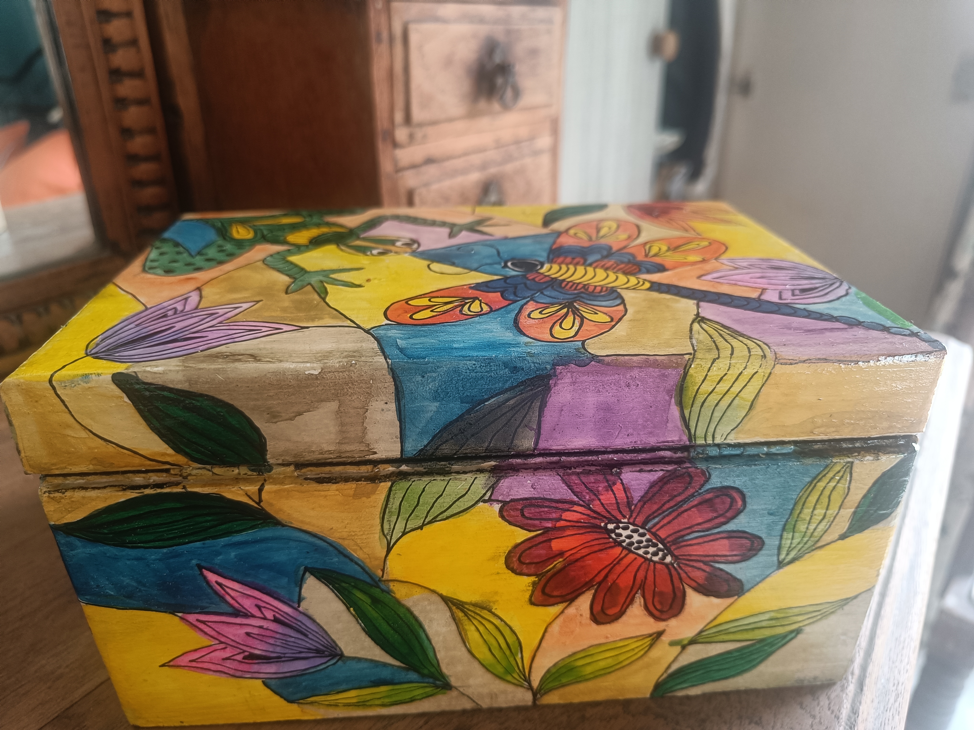Hand-Painted Wooden Box  BX2