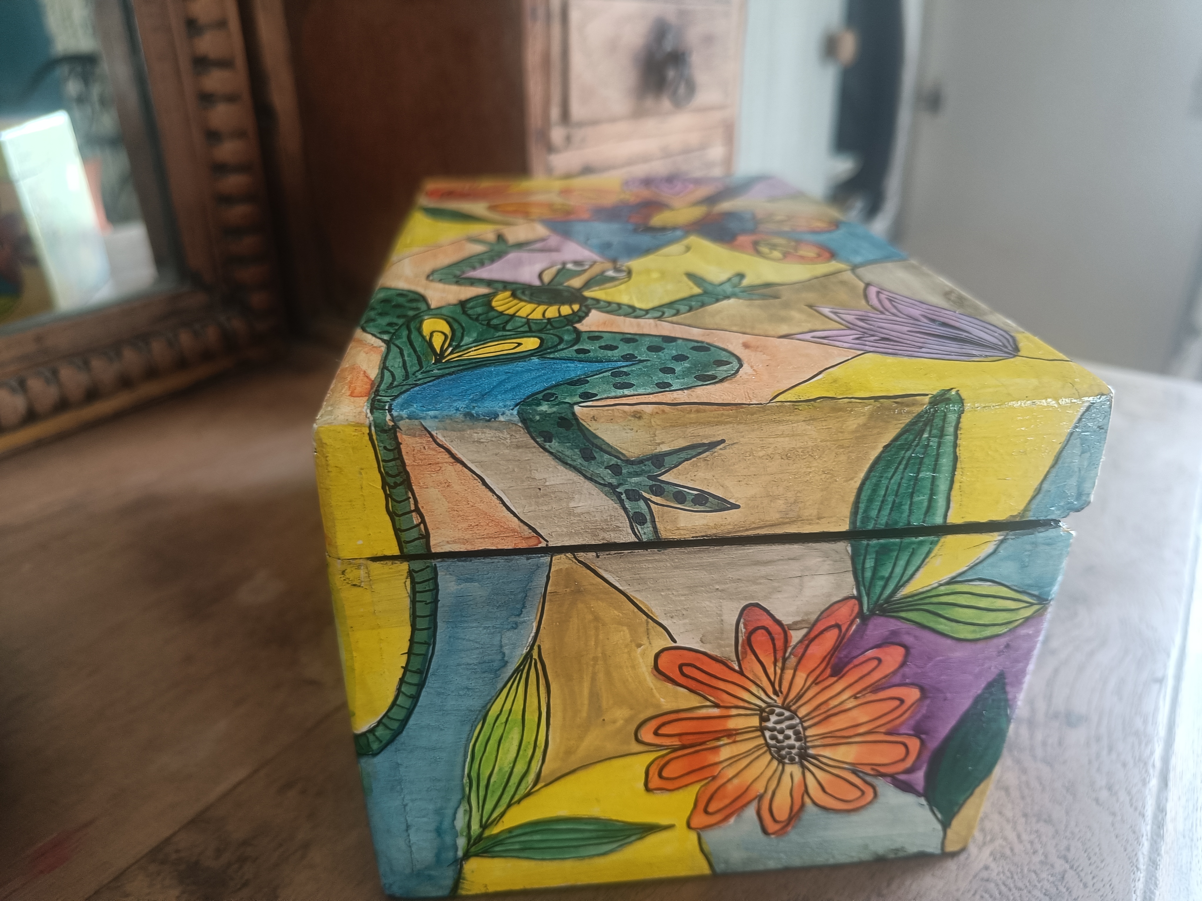 Hand-Painted Wooden Box  BX2