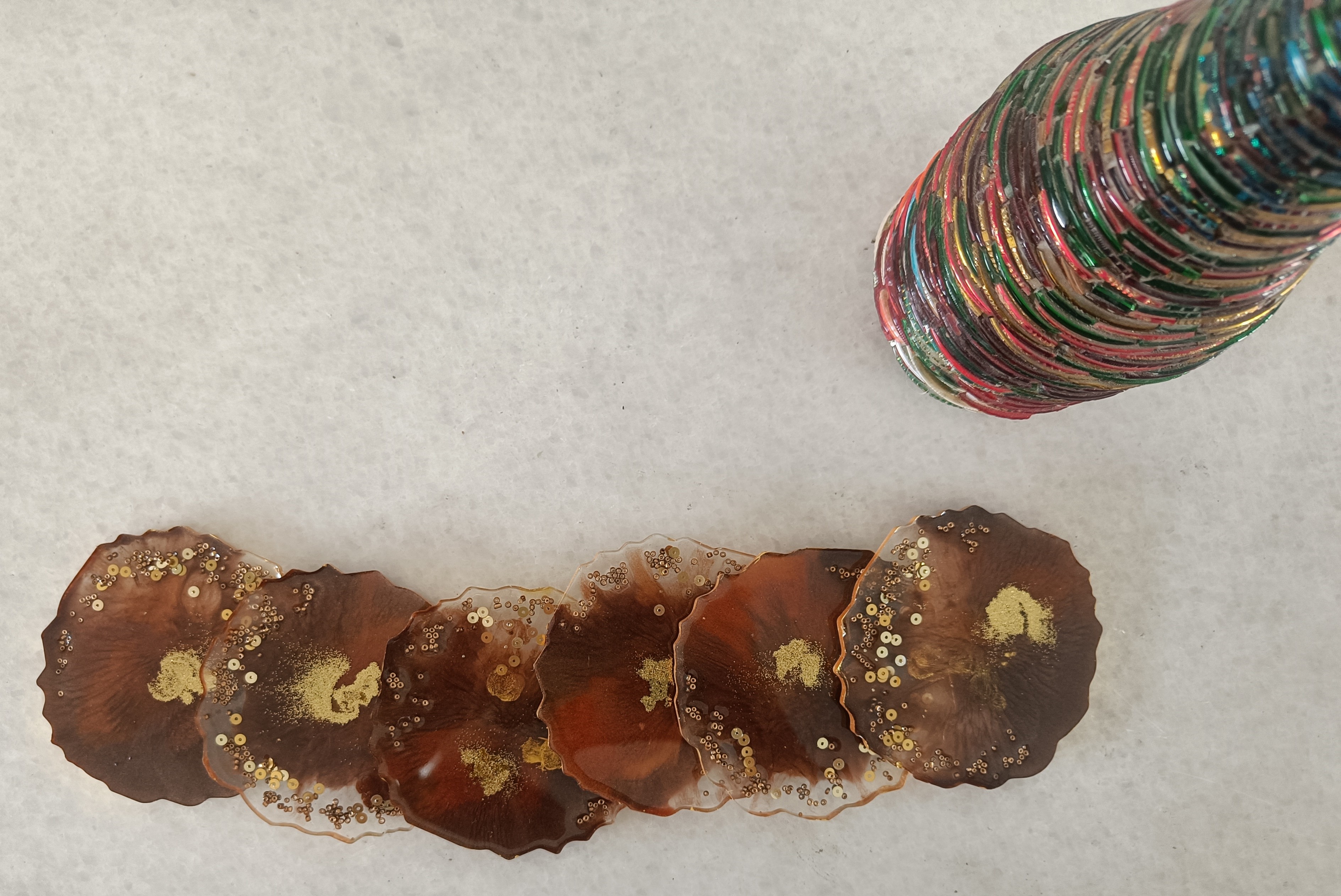 Set of 6 ResinHand-painted Coasters R16