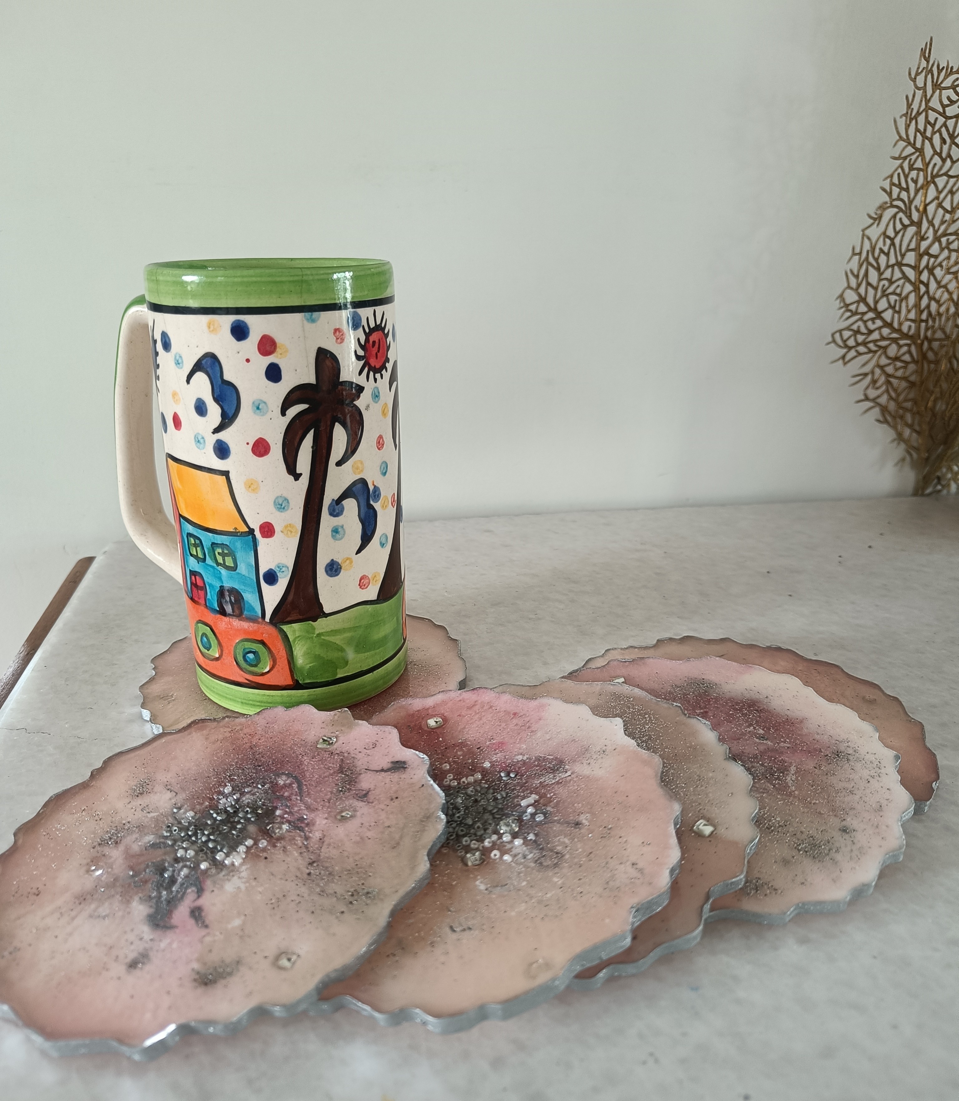 Set of 6 Handcrafted Resin Coaster R15