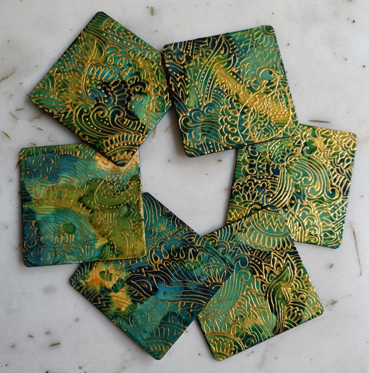 Hand-painted set of 6 Coasters