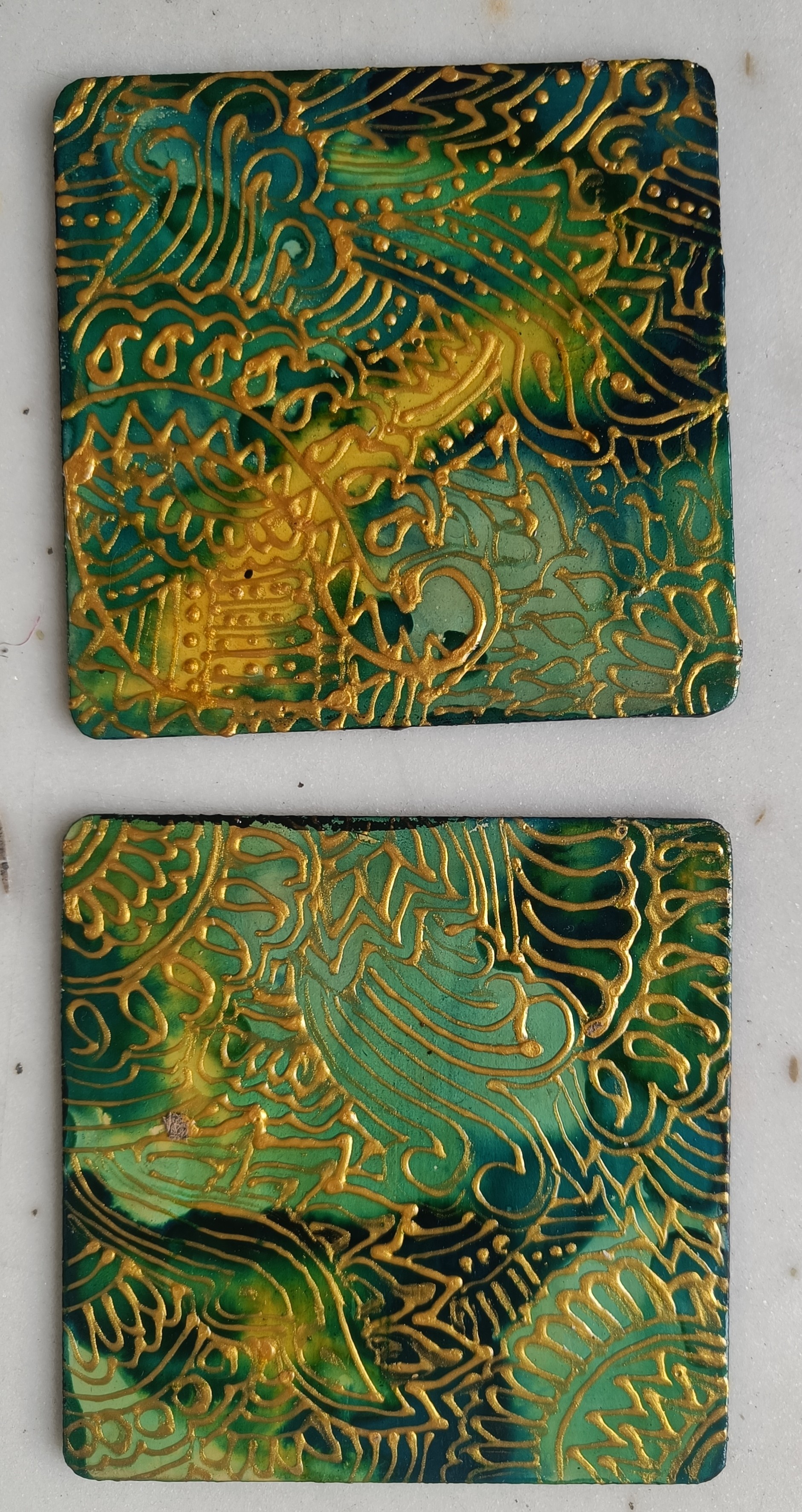 Hand-painted set of 6 Coasters