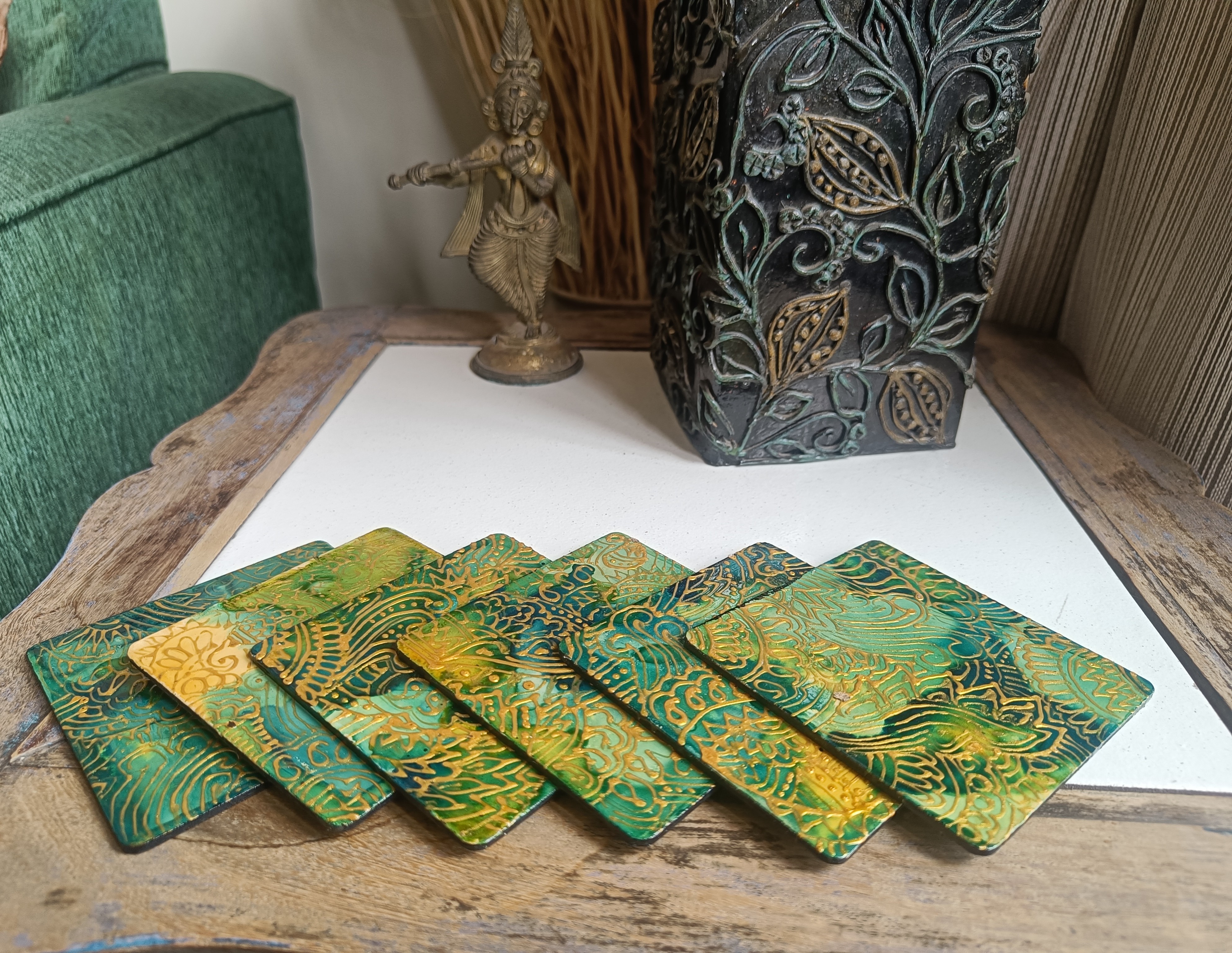 Hand-painted set of 6 Coasters