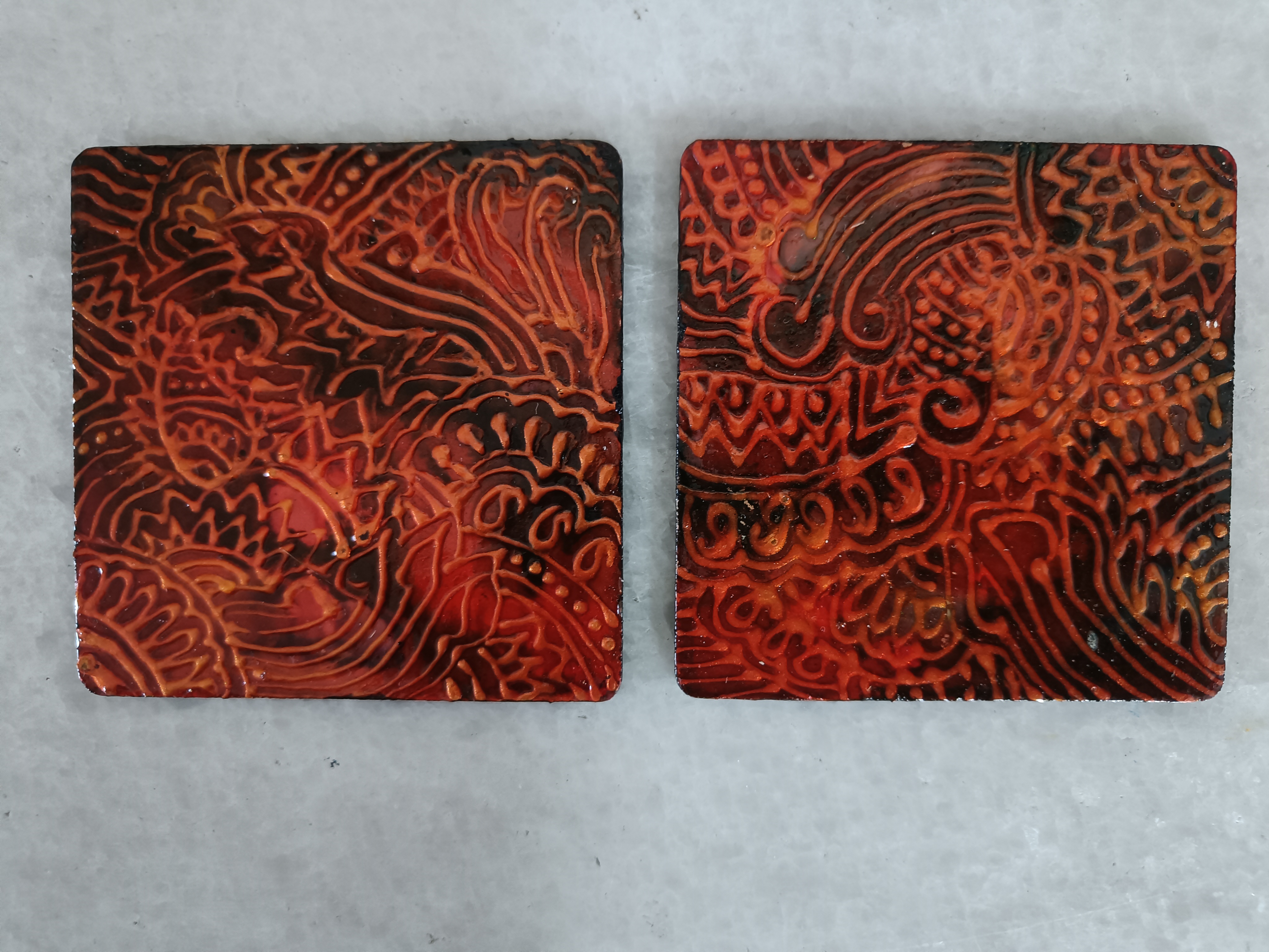Hand-painted set of 6 Wooden Coasters