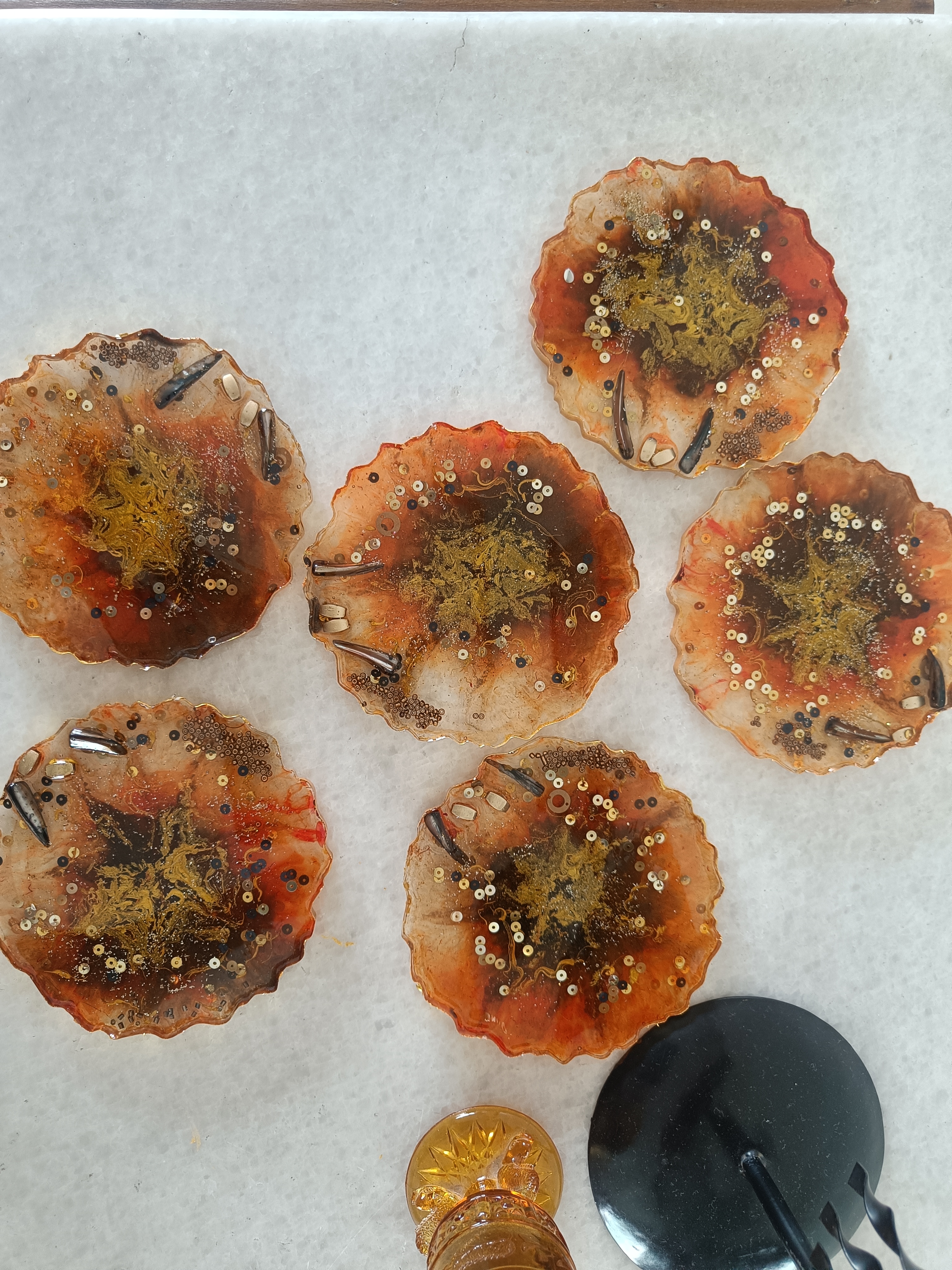 Set of 6 Handmade Resin Coasters R26