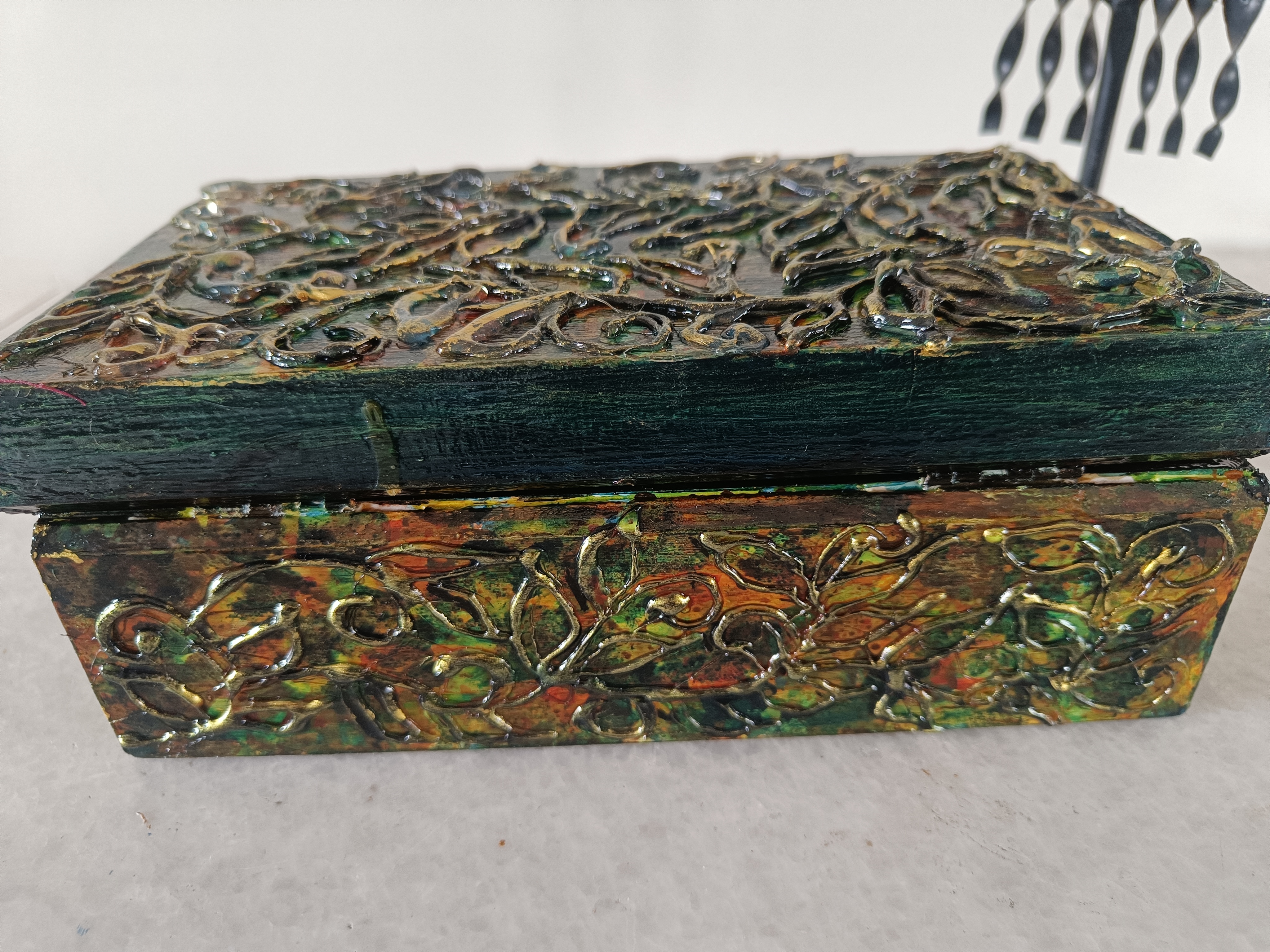 Decorative embossed and hand-painted Box BX4