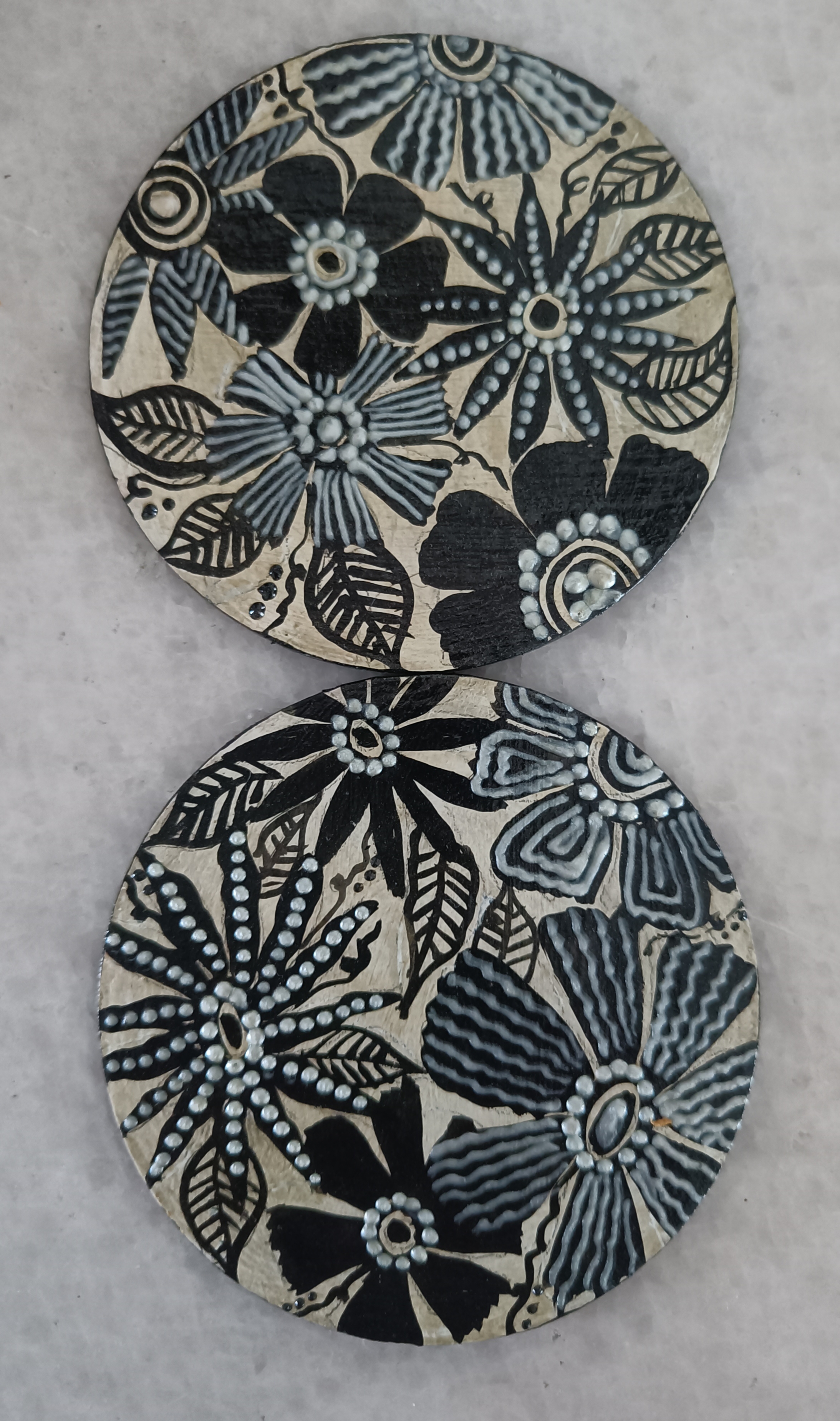 Set of 4 Handpainted Floral Coasters