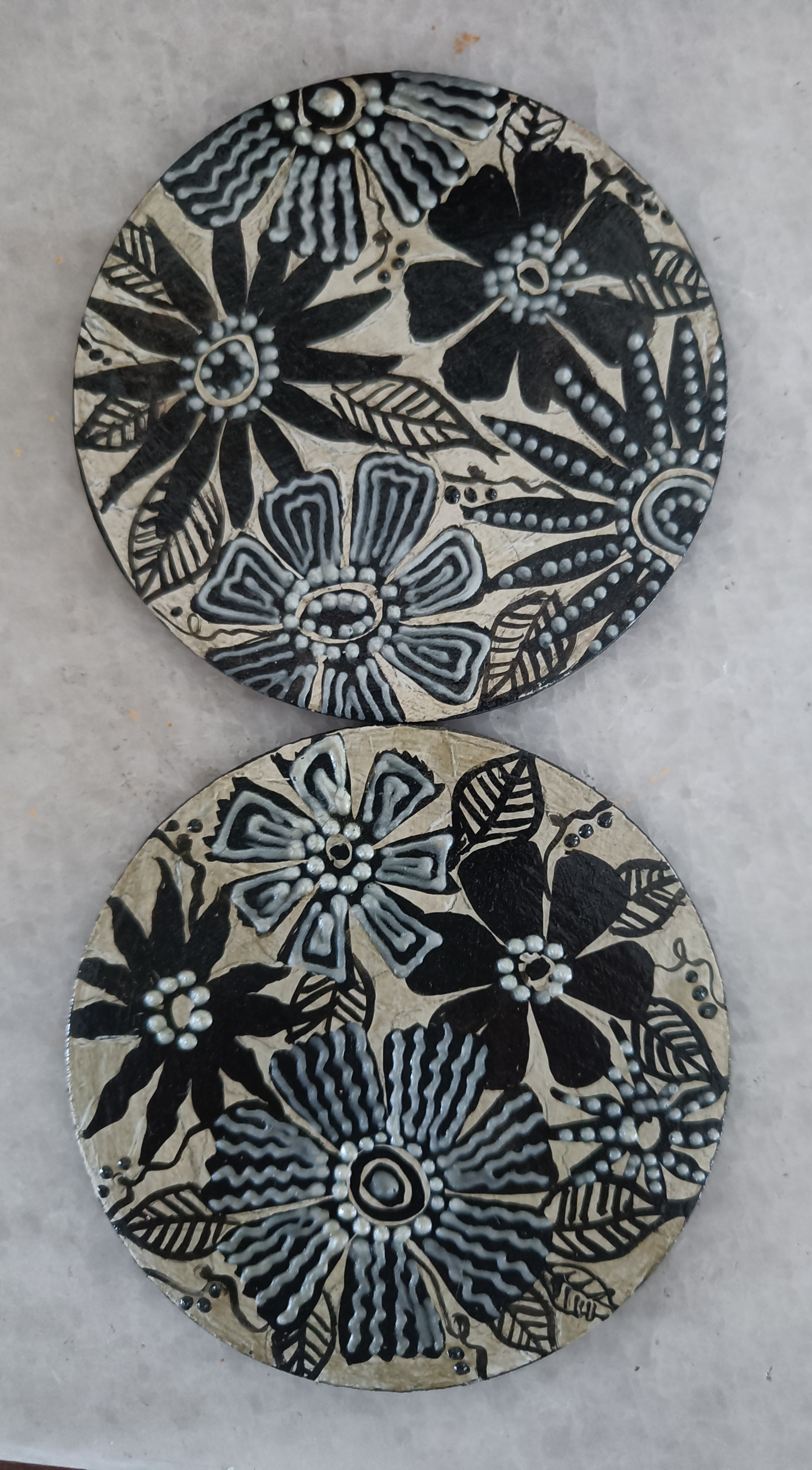 Set of 4 Handpainted Floral Coasters