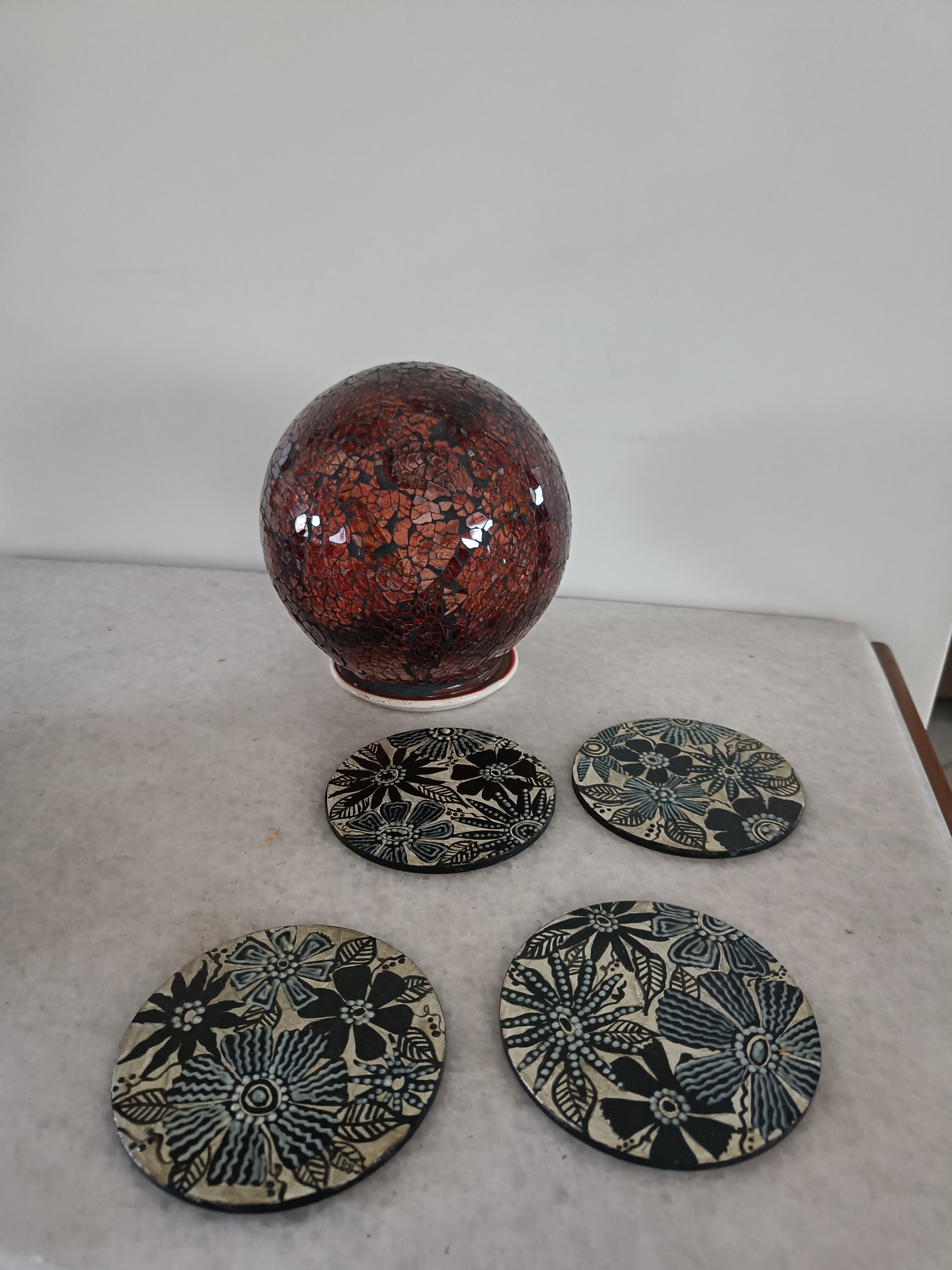 Set of 4 Handpainted Floral Coasters