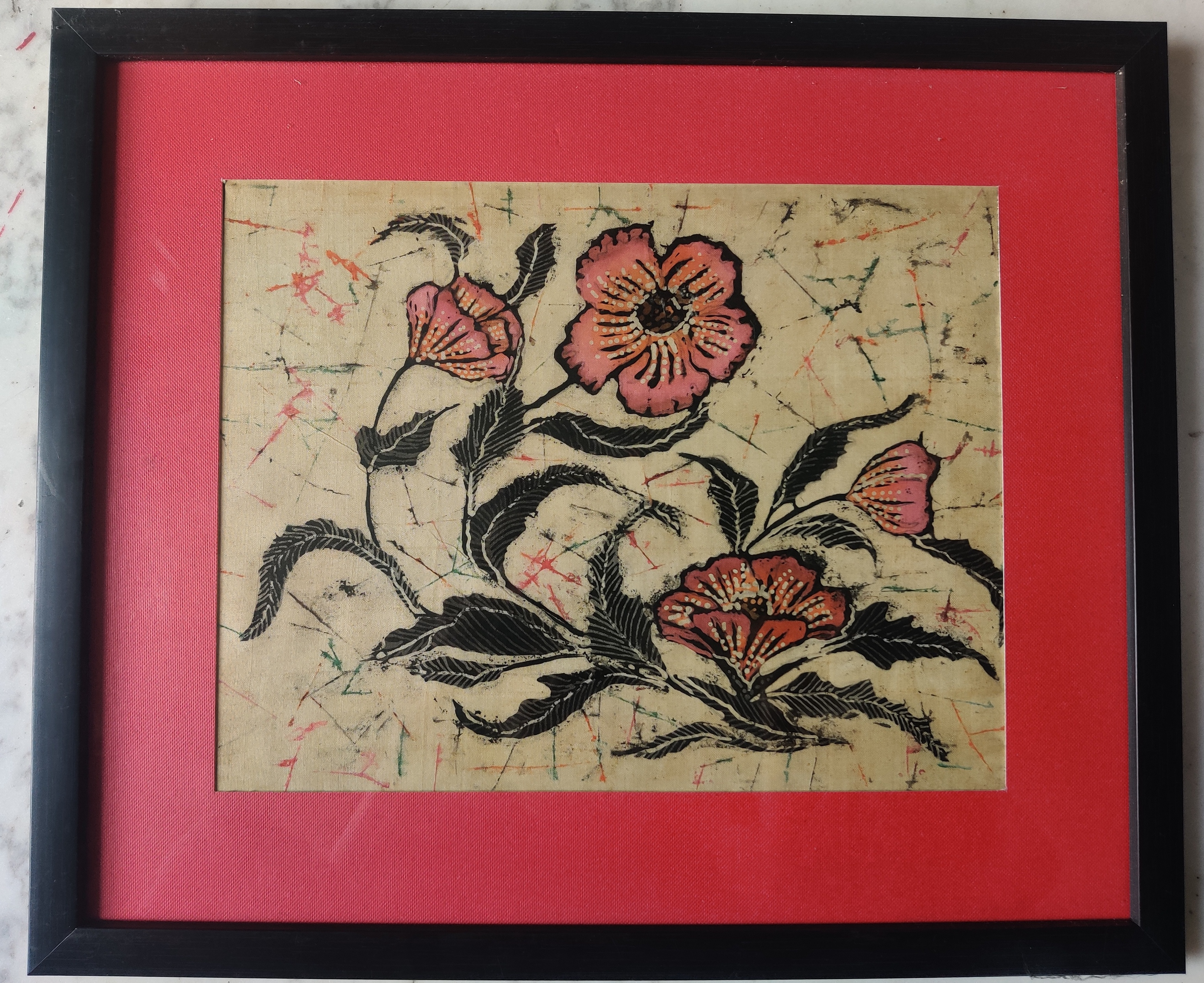 Handcrafted Floral Batik Art Frame