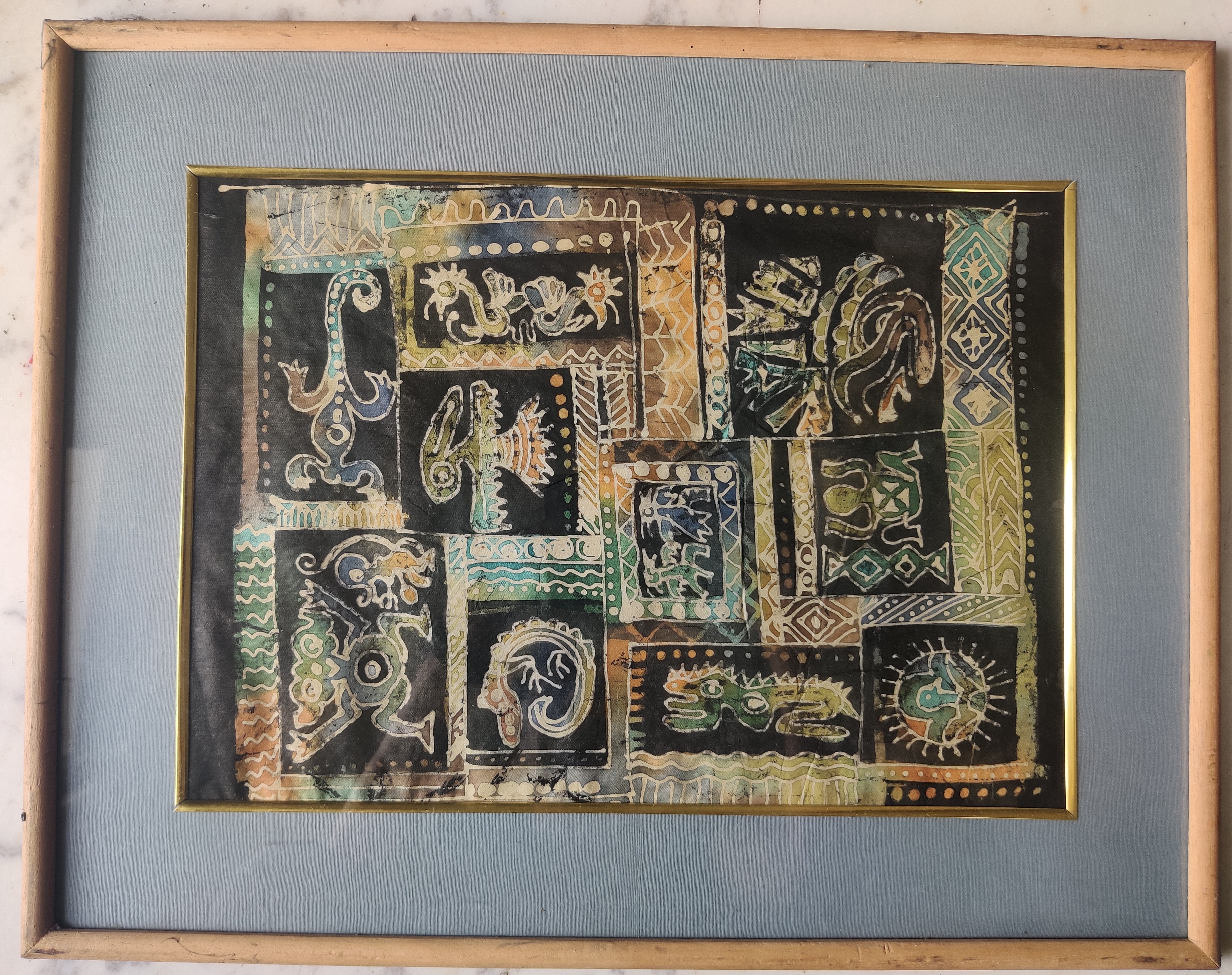 Framed Abstract Batik Artwork