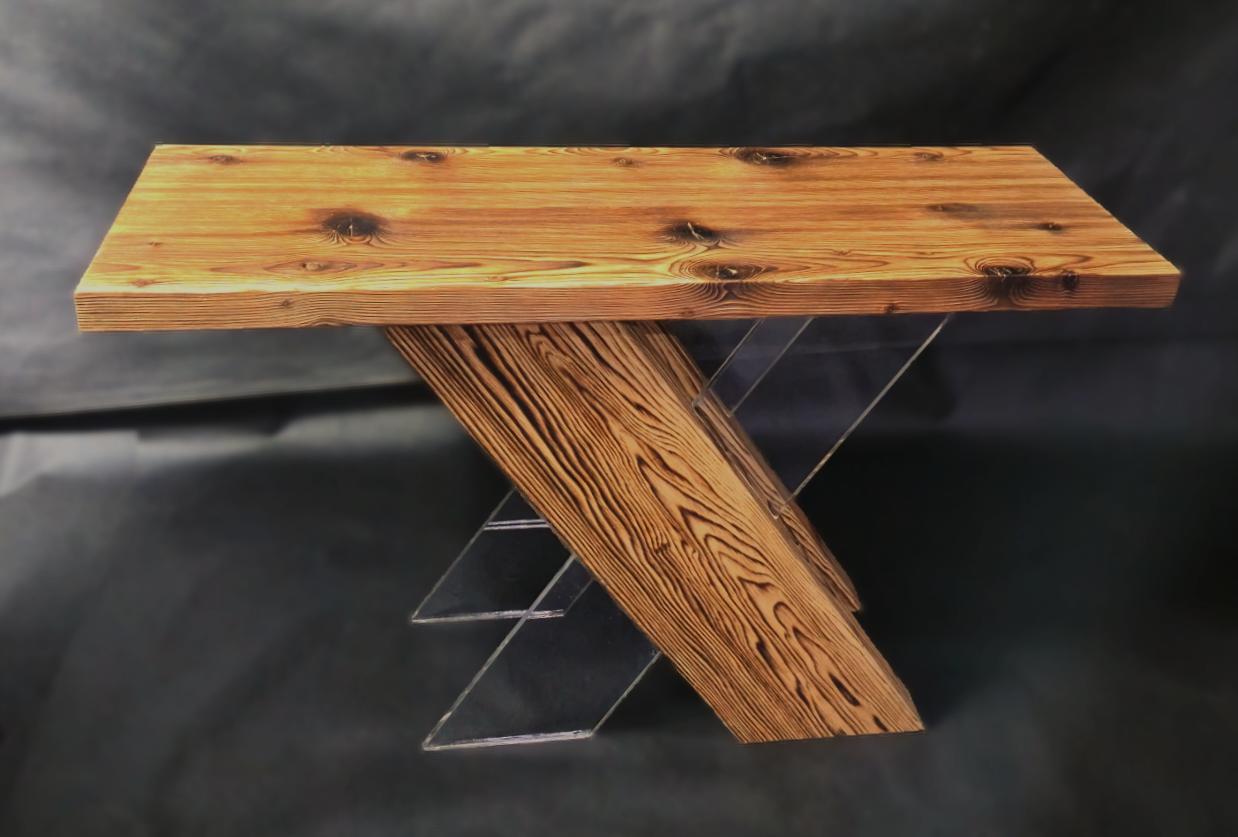 Table - Yakisugi Burned Wooden plus Acrylic Accent 