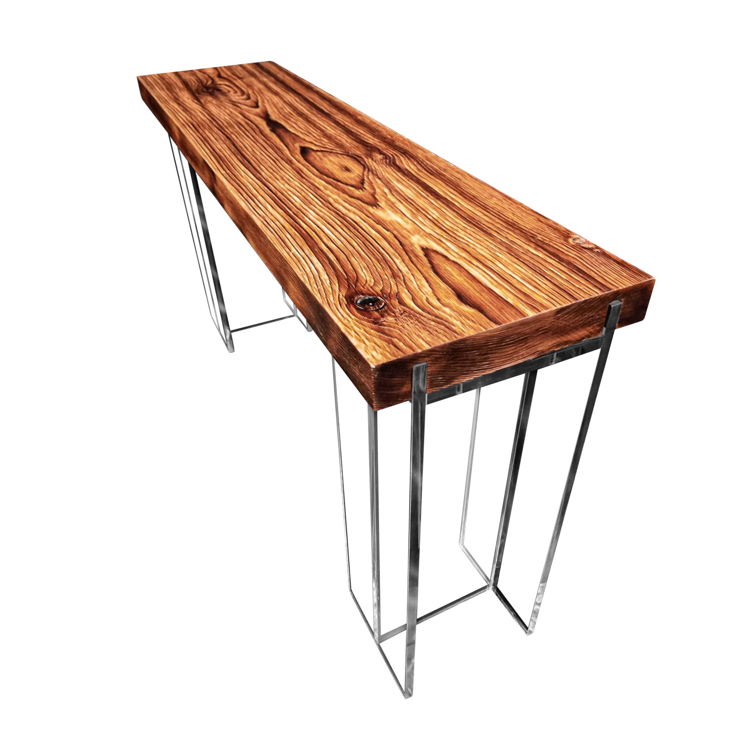 Yakisugi Burned Wooden Table with Acrylic Legs