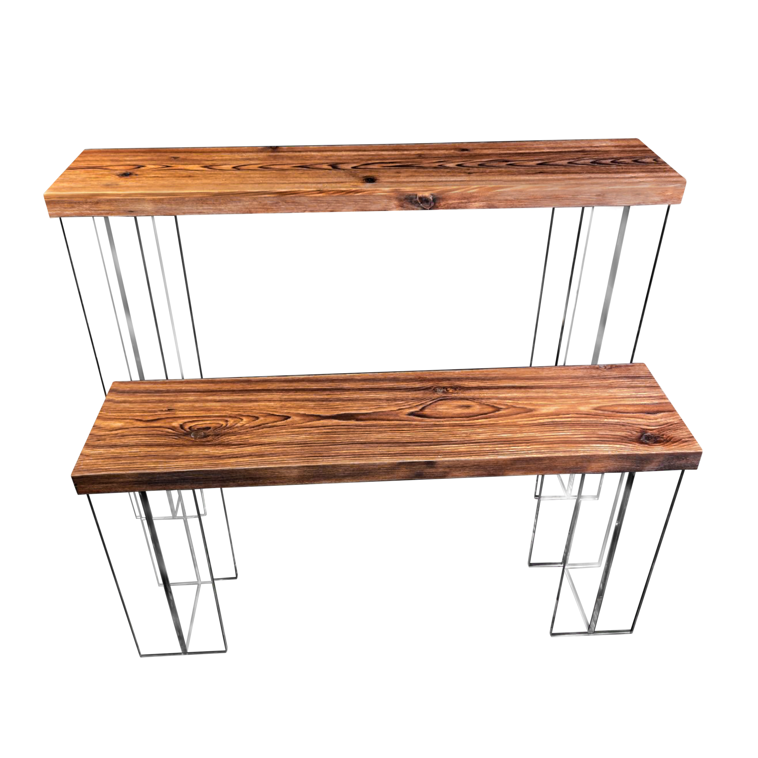 Yakisugi Burned Wooden Table with Acrylic Legs