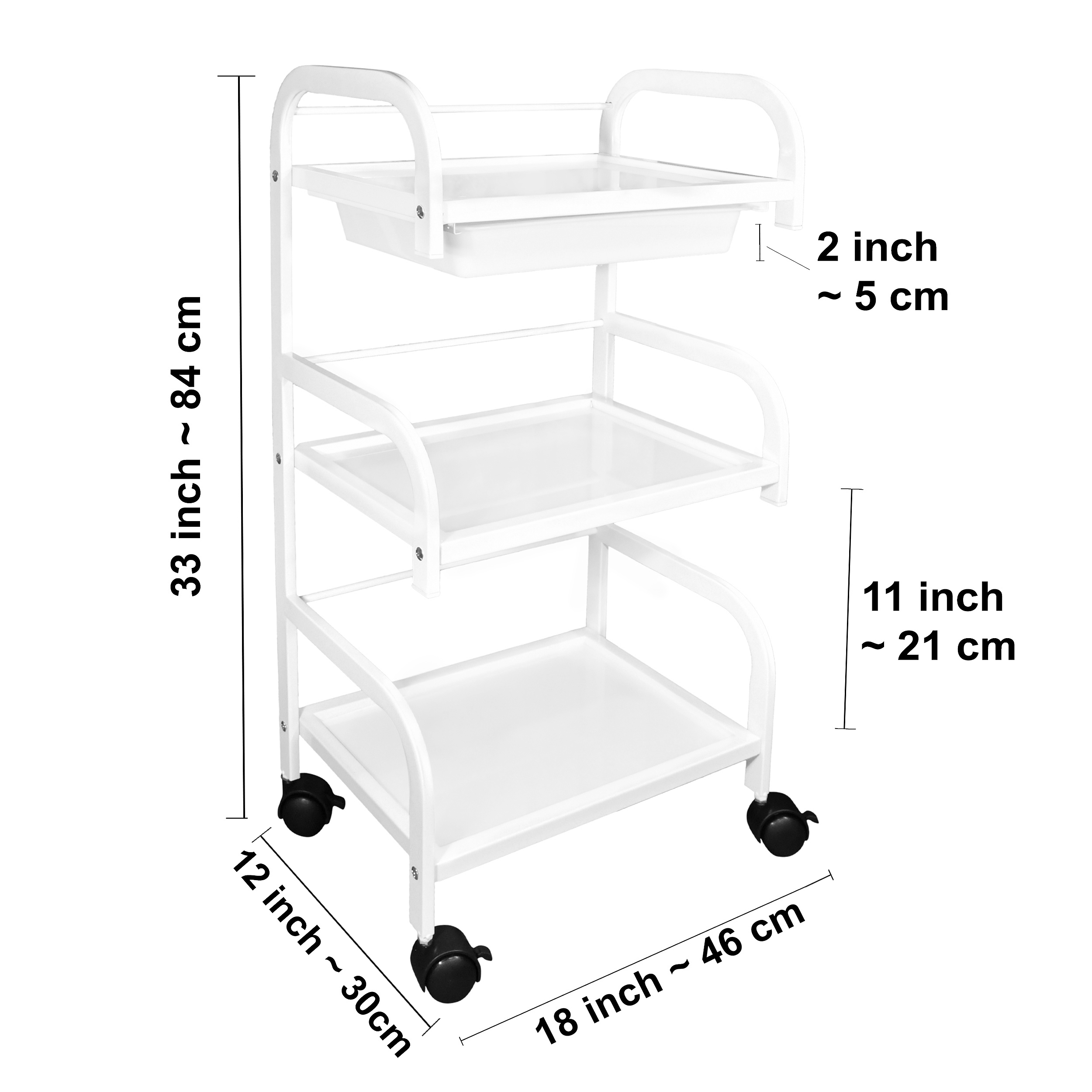 White 3-Tier Storage Trolley