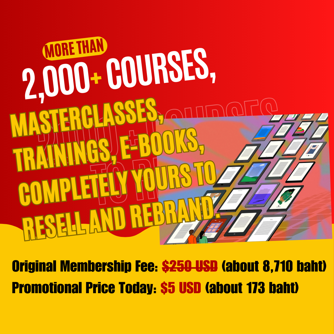 More than 2,000+ Courses, Masterclasses, Trainings, E-books, completely yours to resell and rebrand.