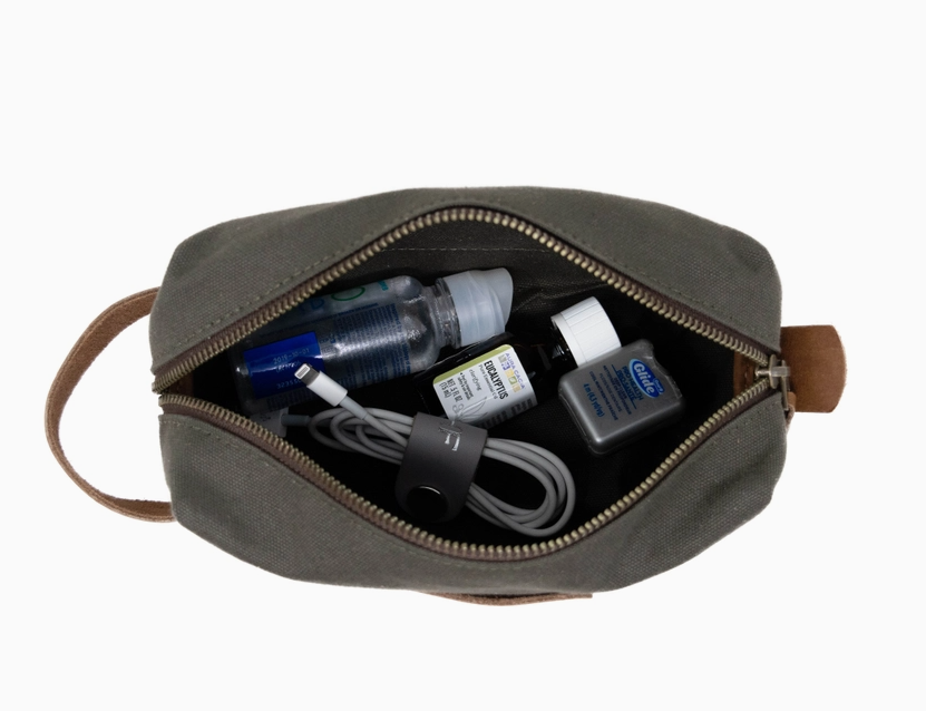USA Made Leather and Canvas Toiletry Kit