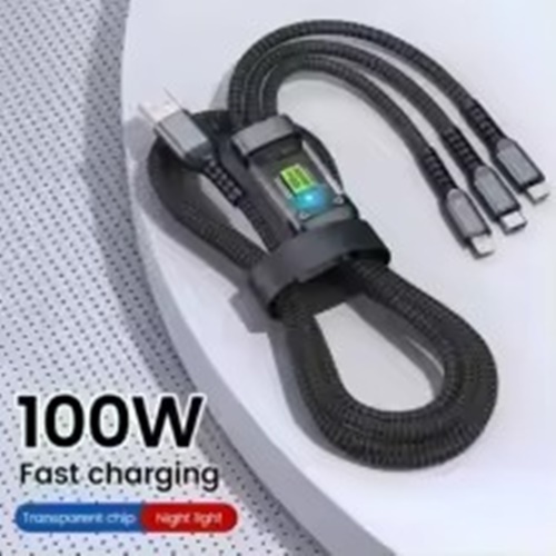 Câble de charge rapide 100W, câble multi-chargeur en Nylon tressé, USB Multiple universel 3 en 1,