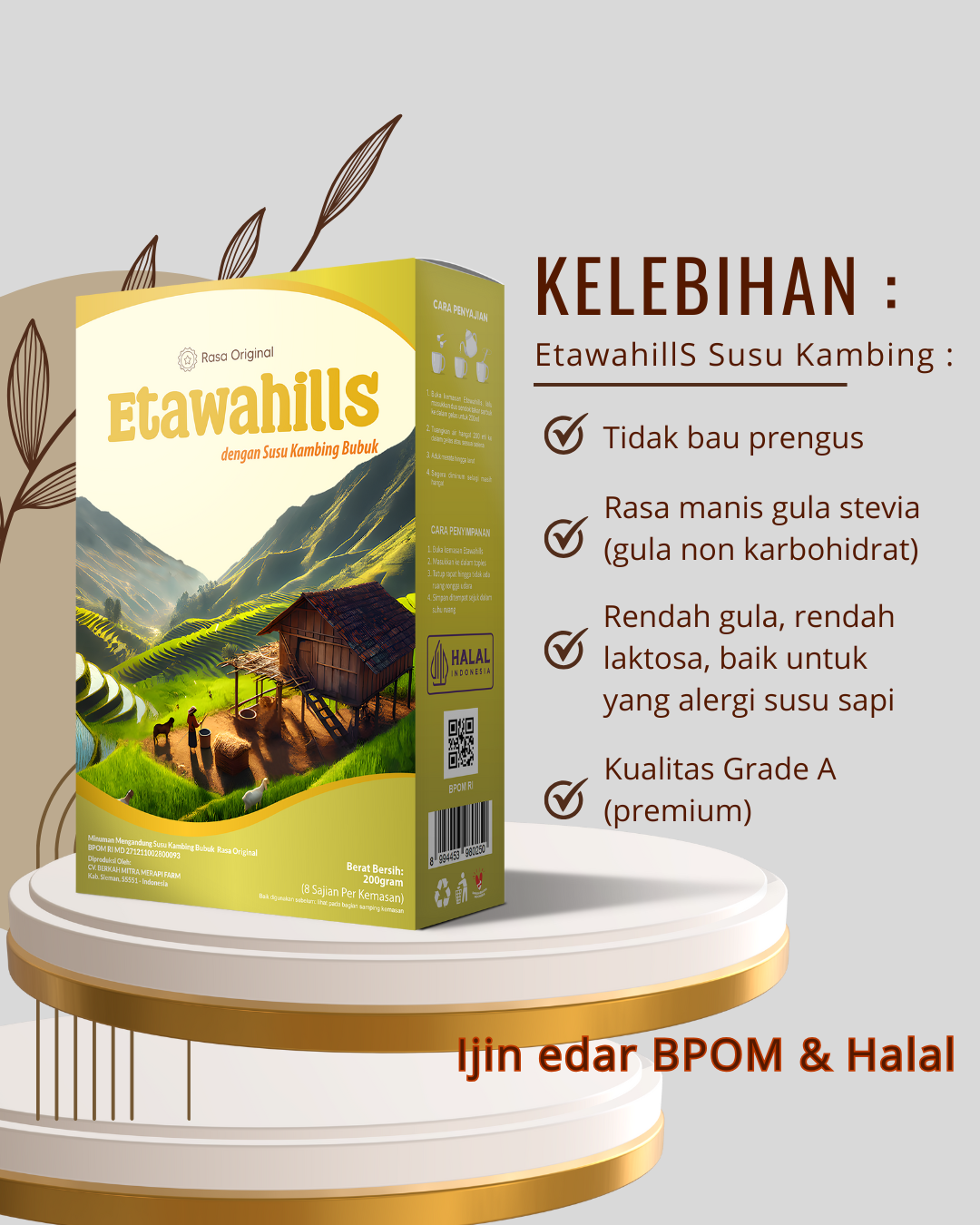 Etawahills susu kambing bubuk per 5 box