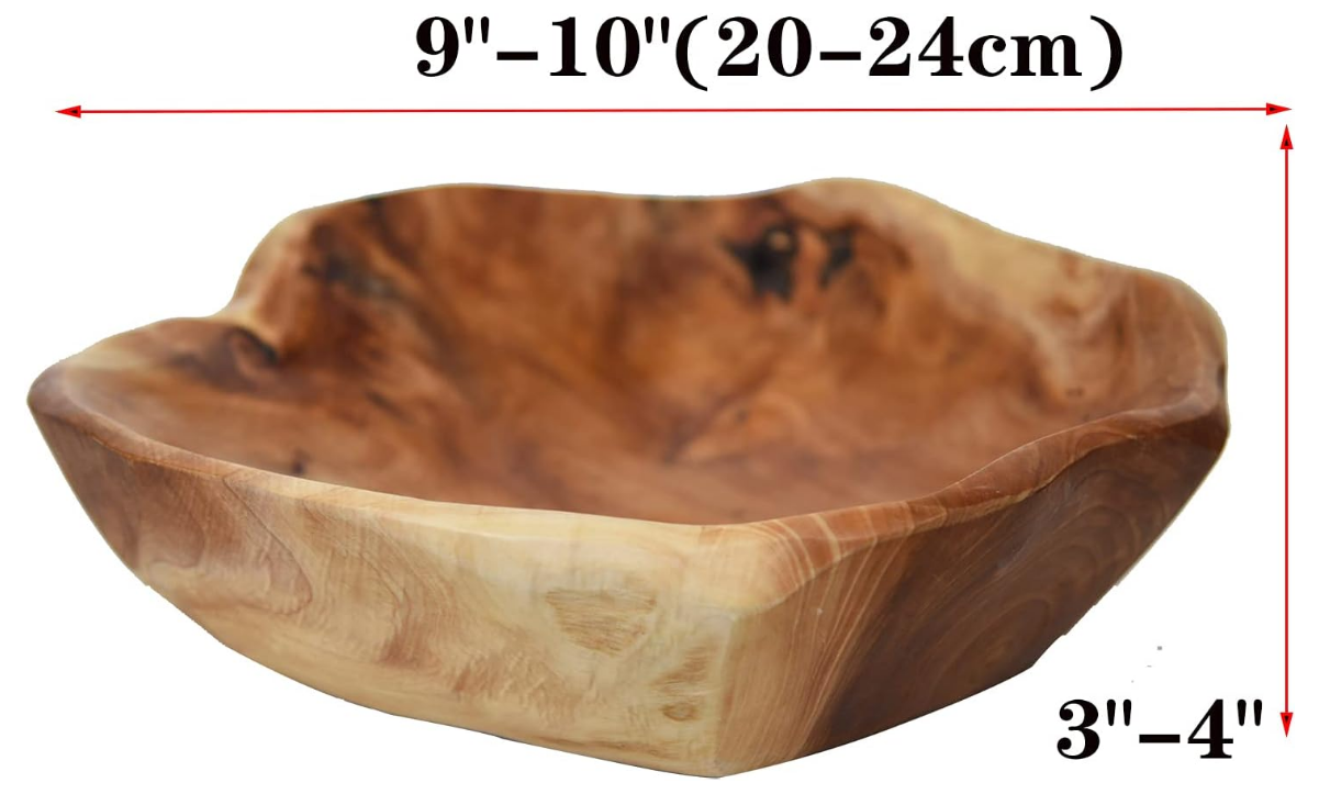 Creative Wood Bowl Root Carved Bowl Handmade Natural Real Wood Candy Serving Bowl (9"-10")