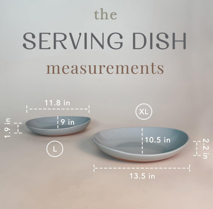  Large Serving Bowls- Set of 2 Oval Platters for Entertaining. Modern Kitchen Dishes for Dinner, Fruit, Salad, Turkey, etc. Oven, Dishwasher Safe, 55/35 oz, 13.5" / 11.8" - Earl Grey